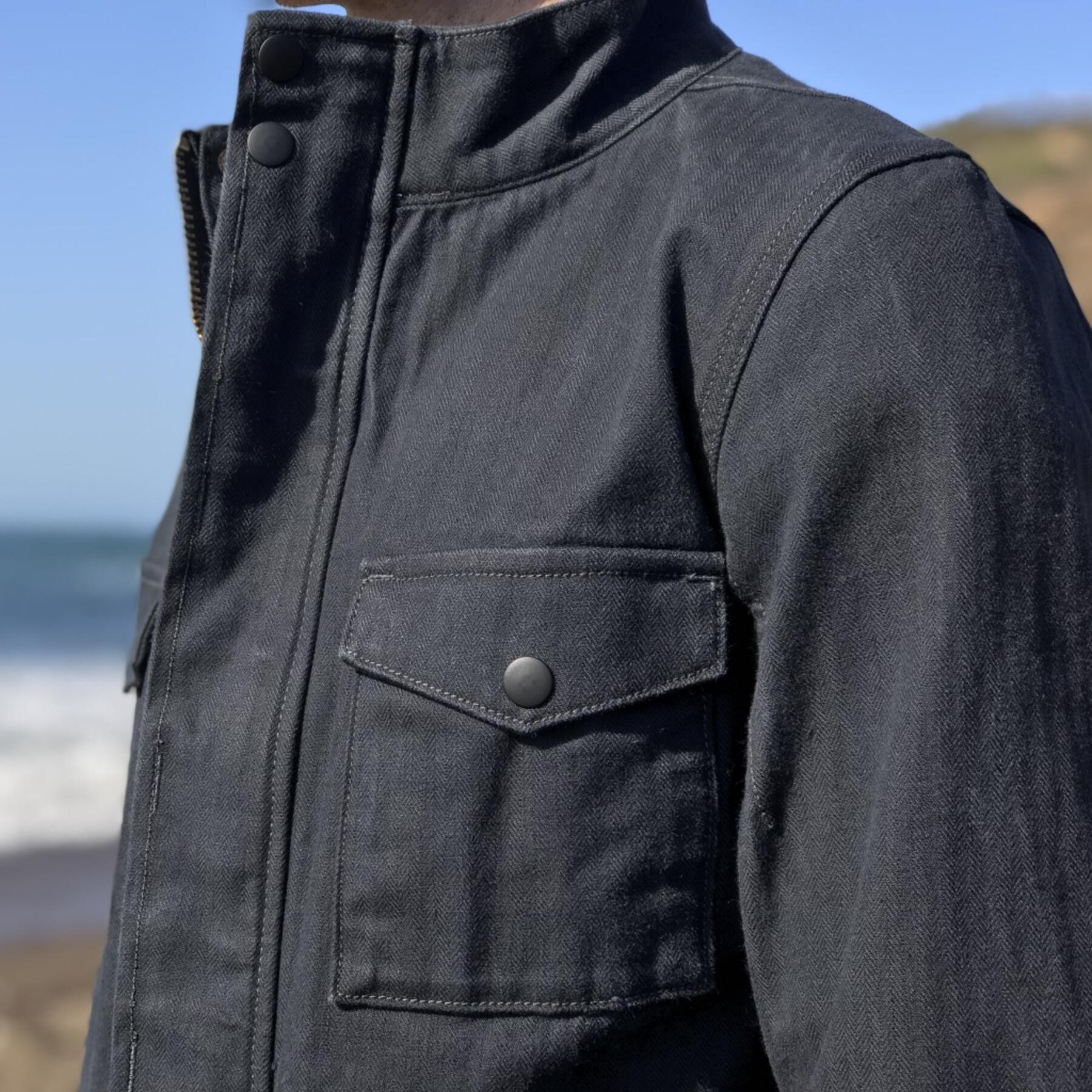 gustin field jacket - black herringbone
