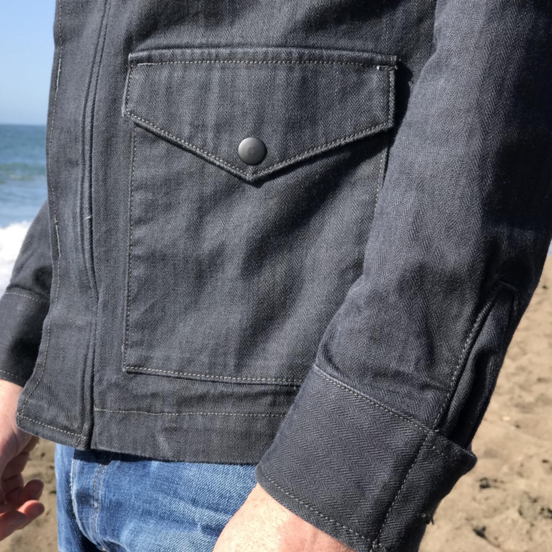 gustin field jacket - black herringbone