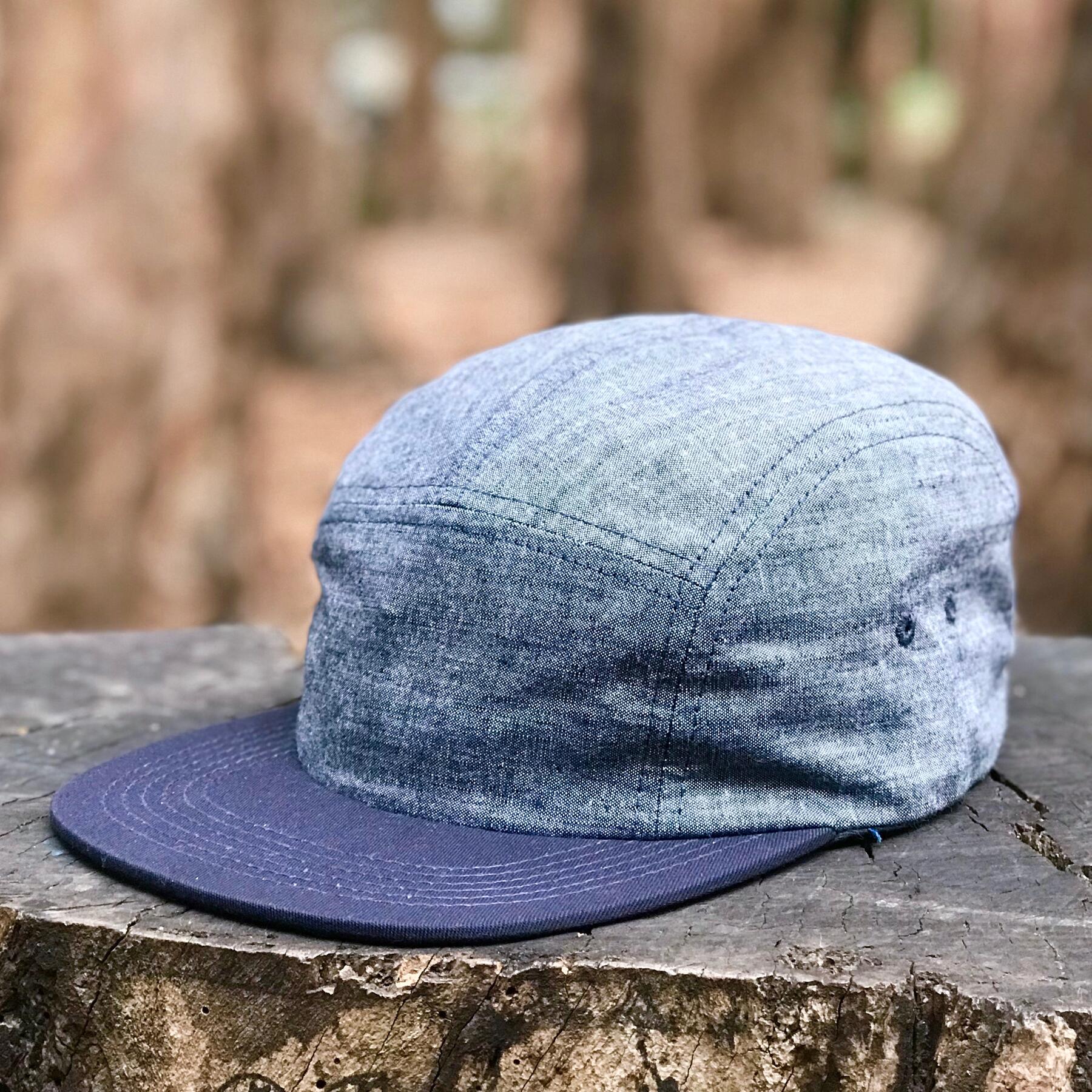 gustin cone indigo chambray camp hat