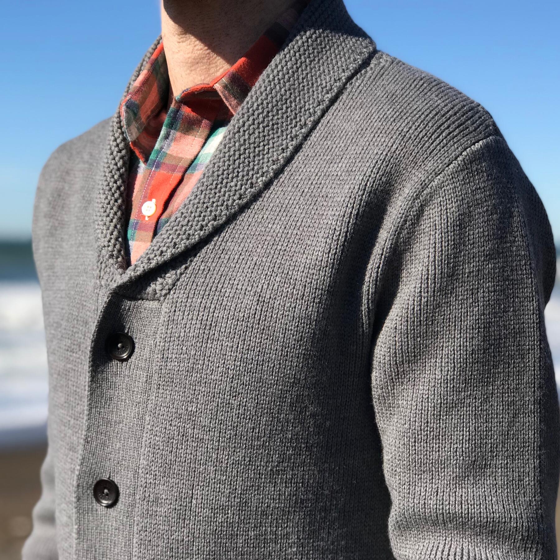 gustin shawl cardigan - grey merino wool