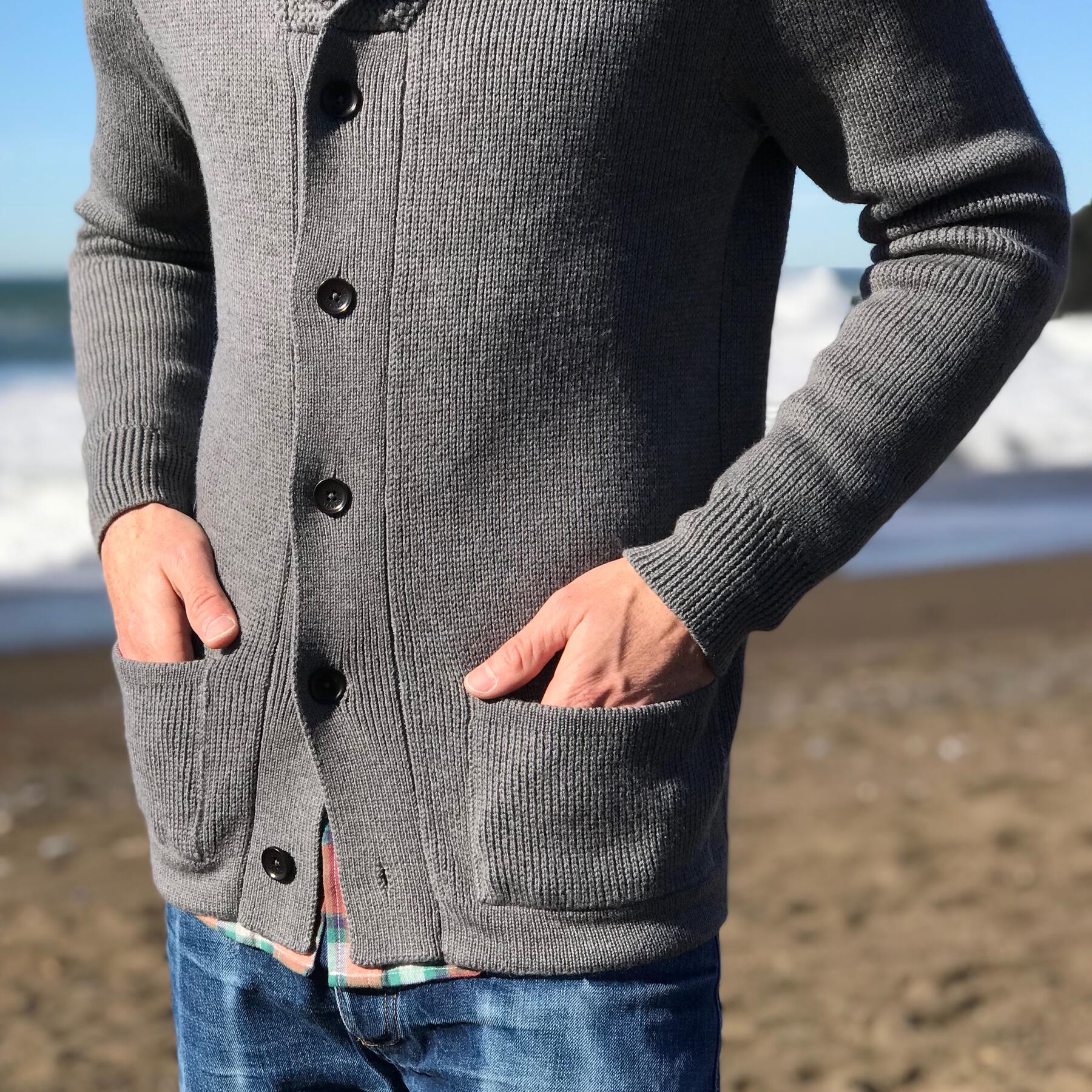 gustin shawl cardigan - grey merino wool