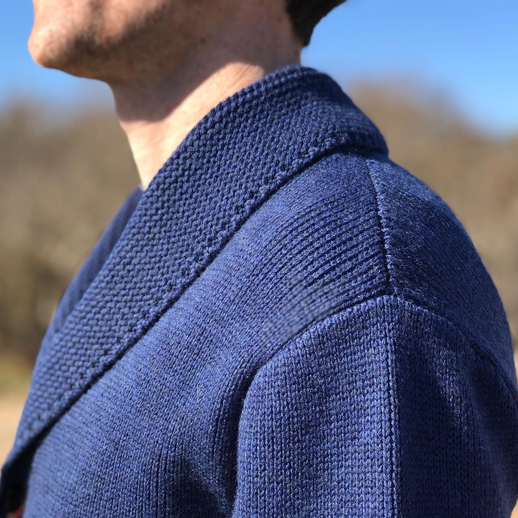 gustin shawl cardigan - navy merino wool