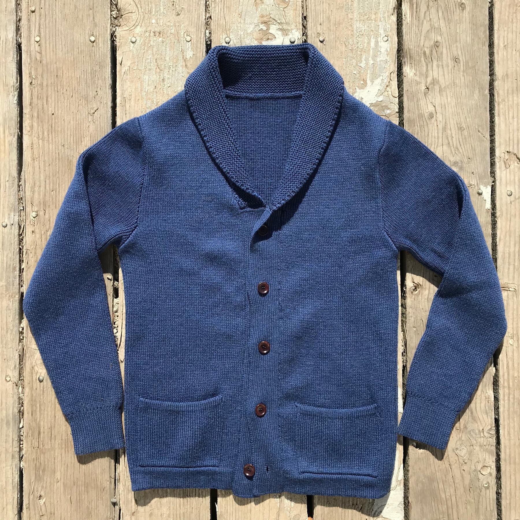 gustin shawl cardigan - navy merino wool