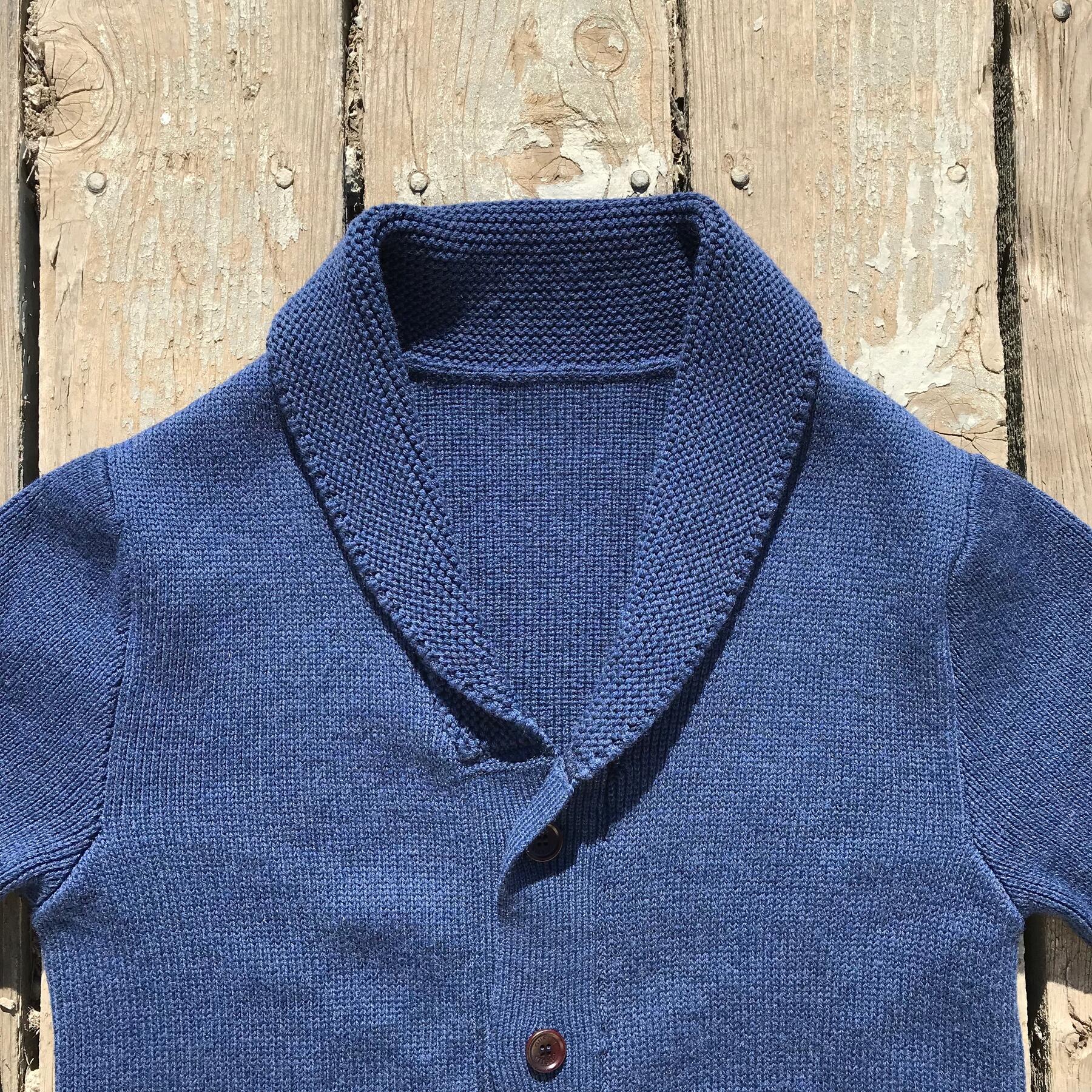 gustin shawl cardigan - navy merino wool