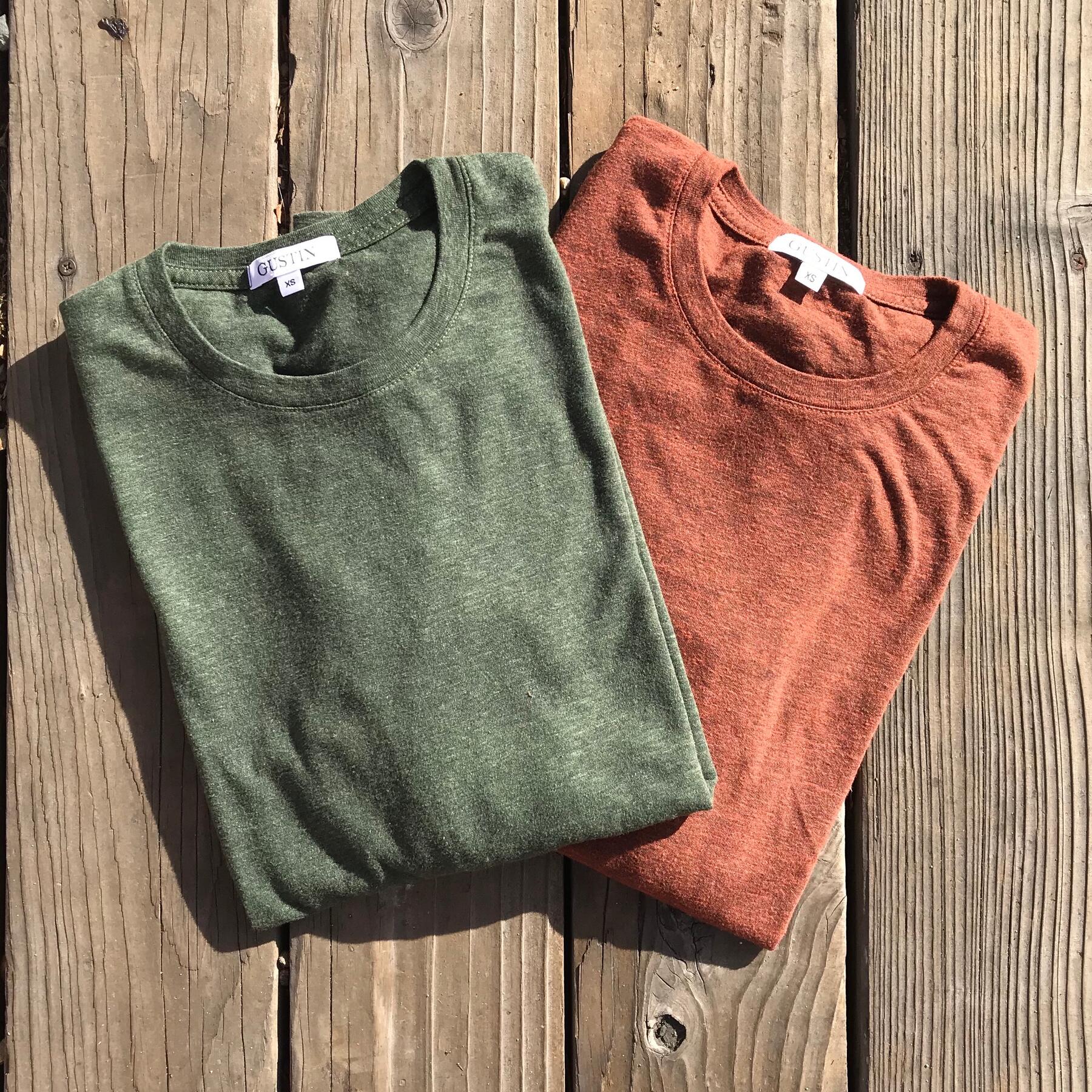 gustin usa heather long sleeve t-shirt 2pk (cypress, rust)