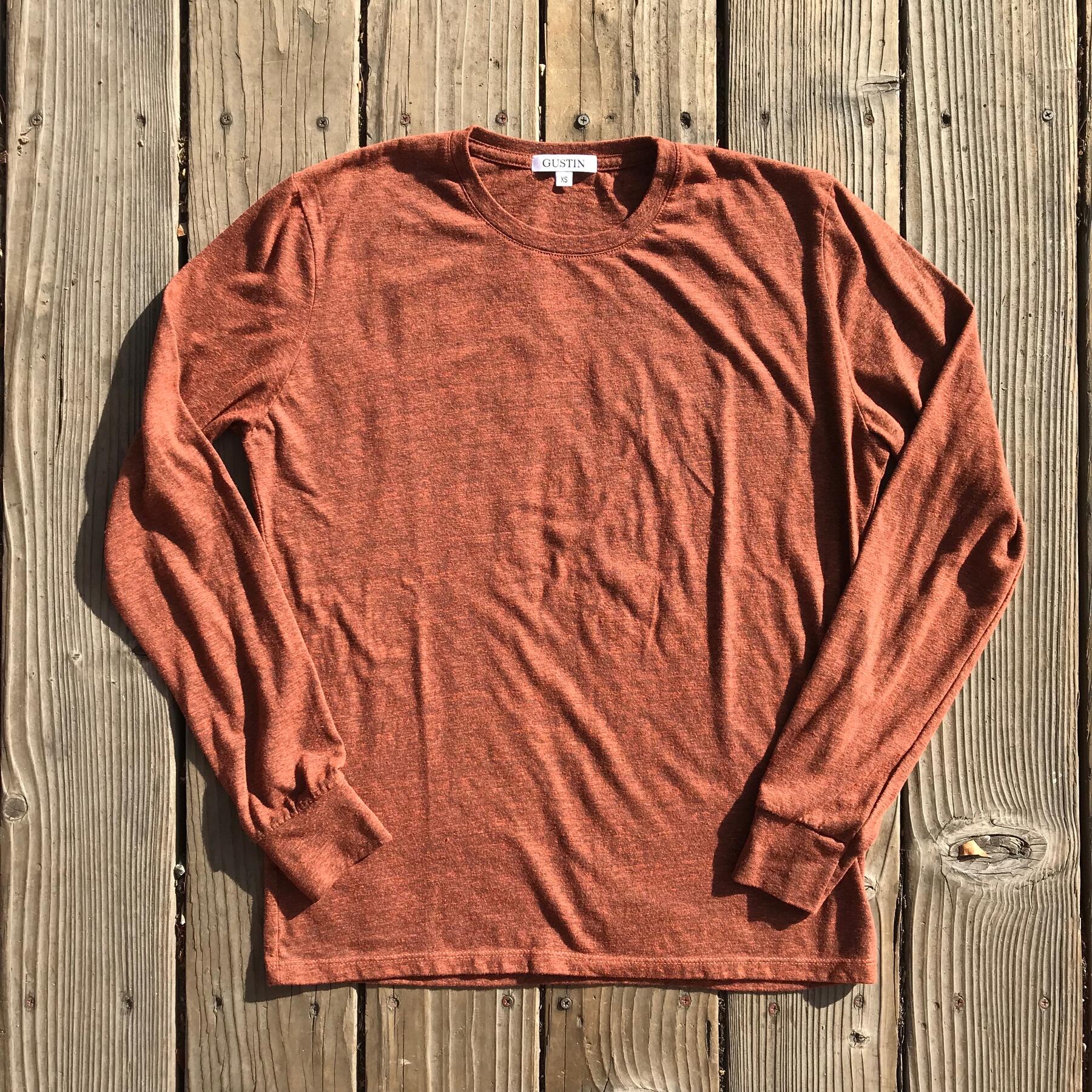 gustin usa heather long sleeve t-shirt 2pk (cypress, rust)