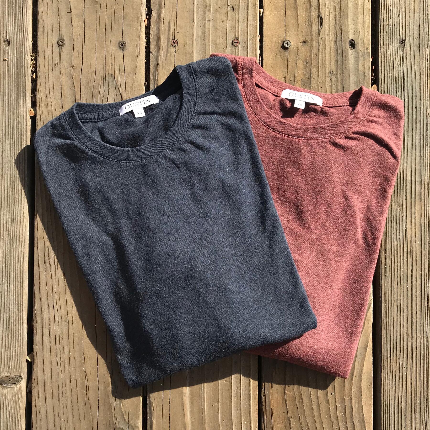 gustin usa heather long sleeve t-shirt 2pk (navy, plum)