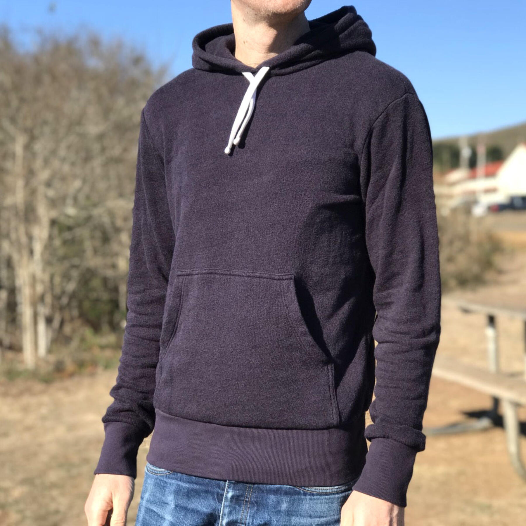 gustin fleece pocket hoodie - indigo