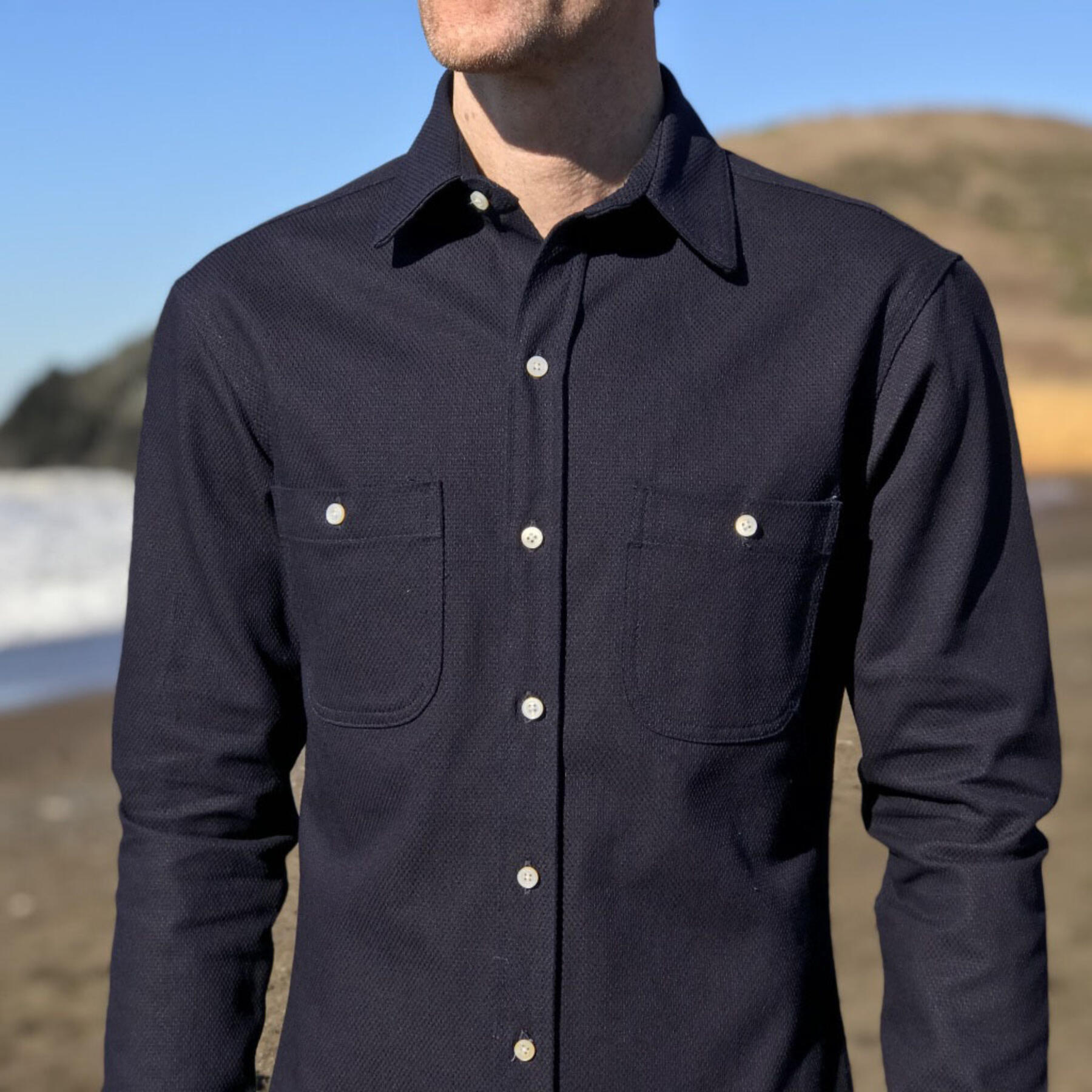 gustin #549 super heavy indigo jacquard