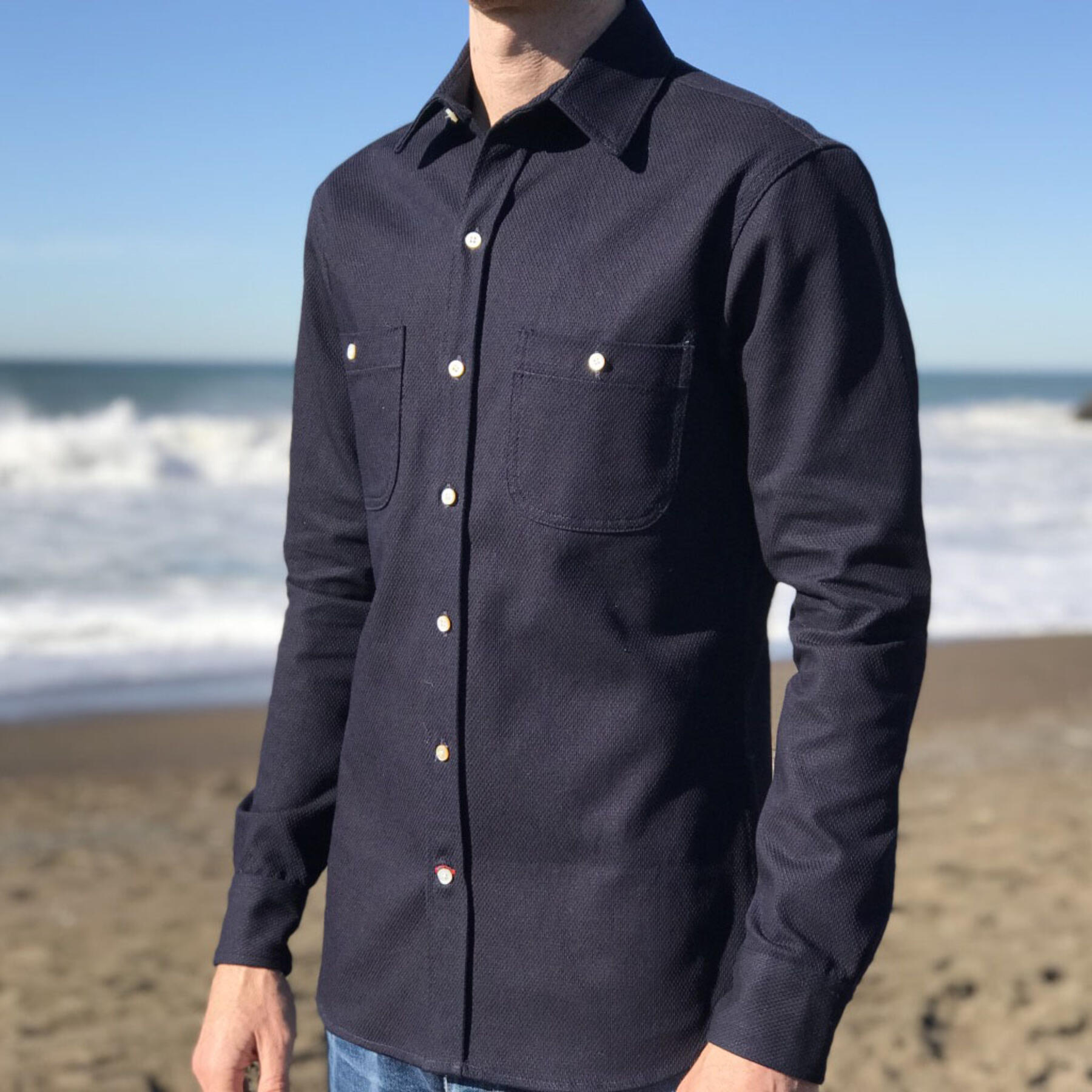 gustin #549 super heavy indigo jacquard
