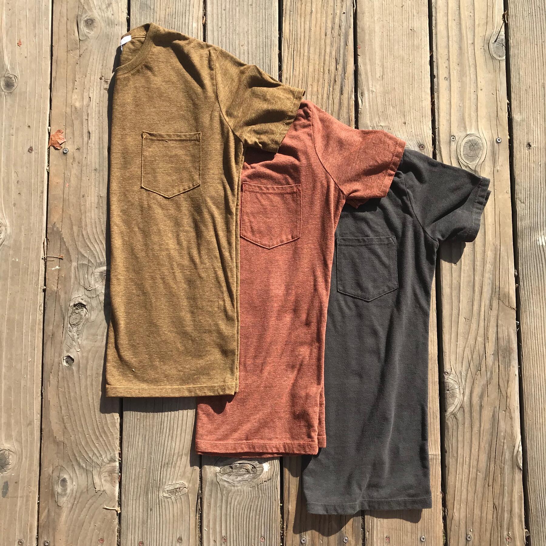 gustin usa heather pocket t-shirt - 3pk (camel, rust, gunmetal)