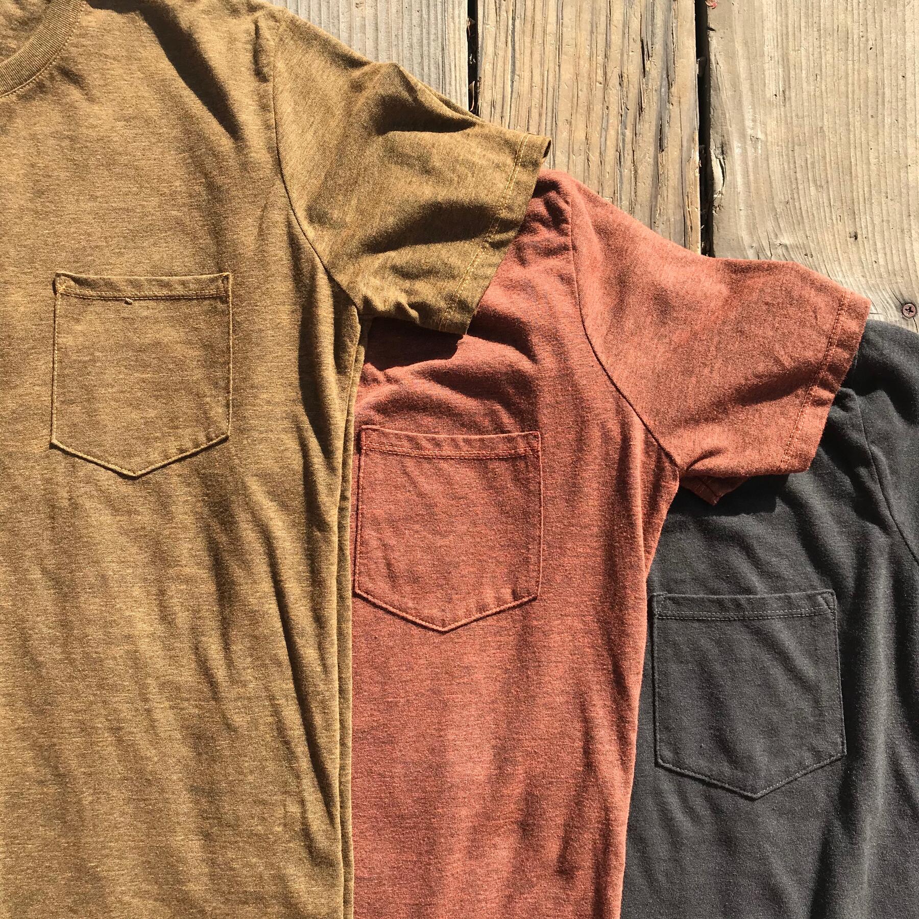 gustin usa heather pocket t-shirt - 3pk (camel, rust, gunmetal)