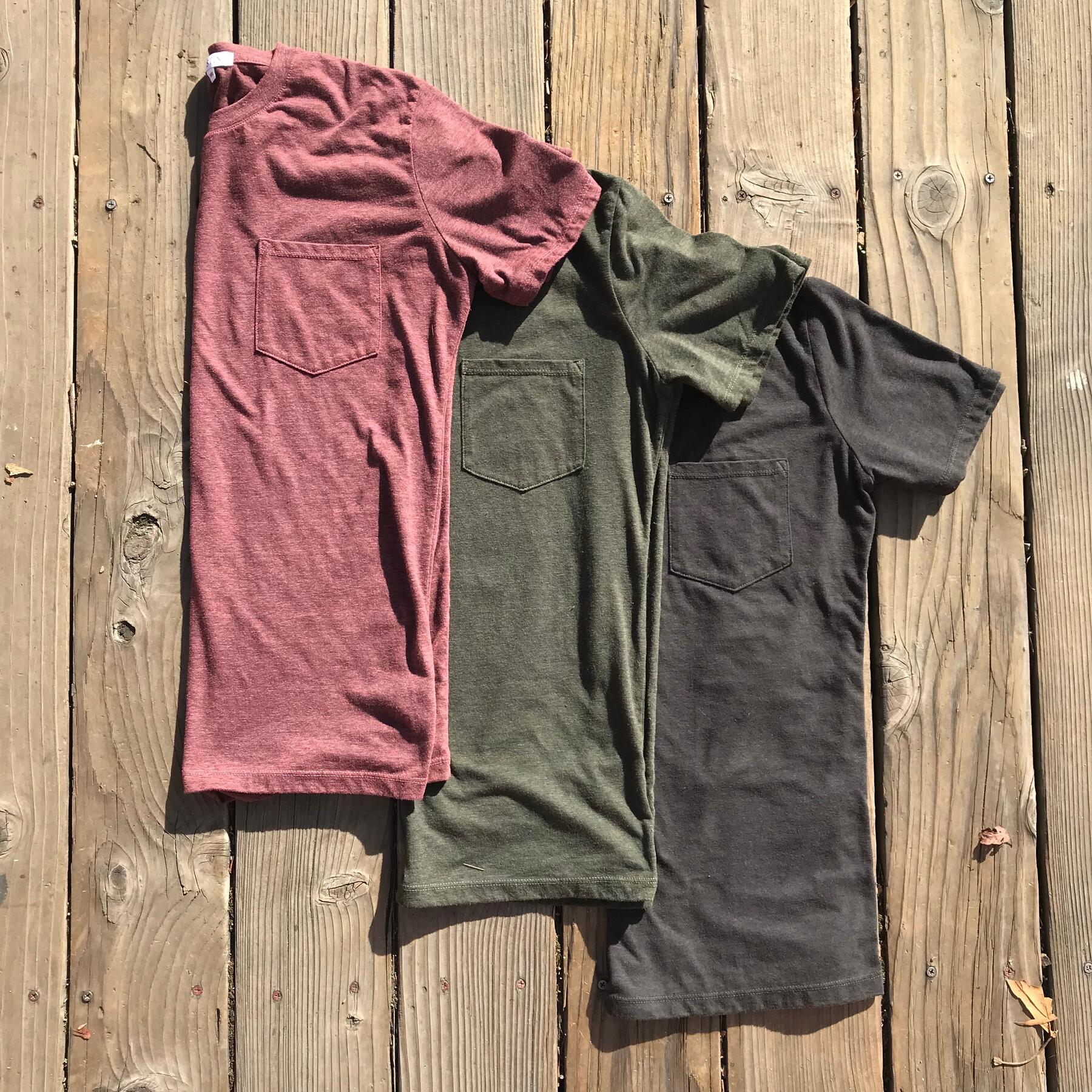 gustin usa heather pocket t-shirt - 3pk (plum, pine, gunmetal)