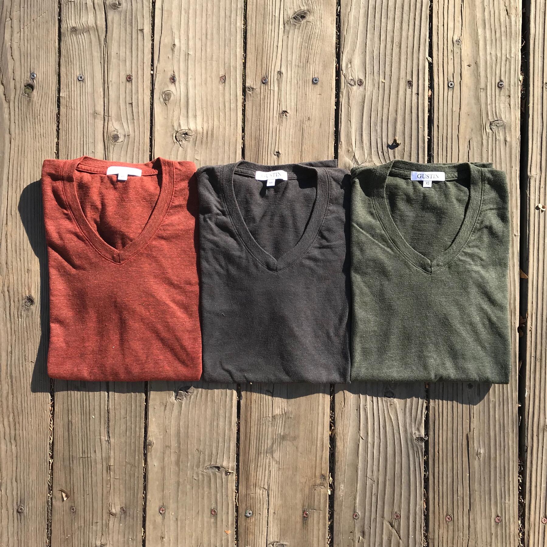 gustin usa heather v-neck 3pk (oxblood, gunmetal, pine)