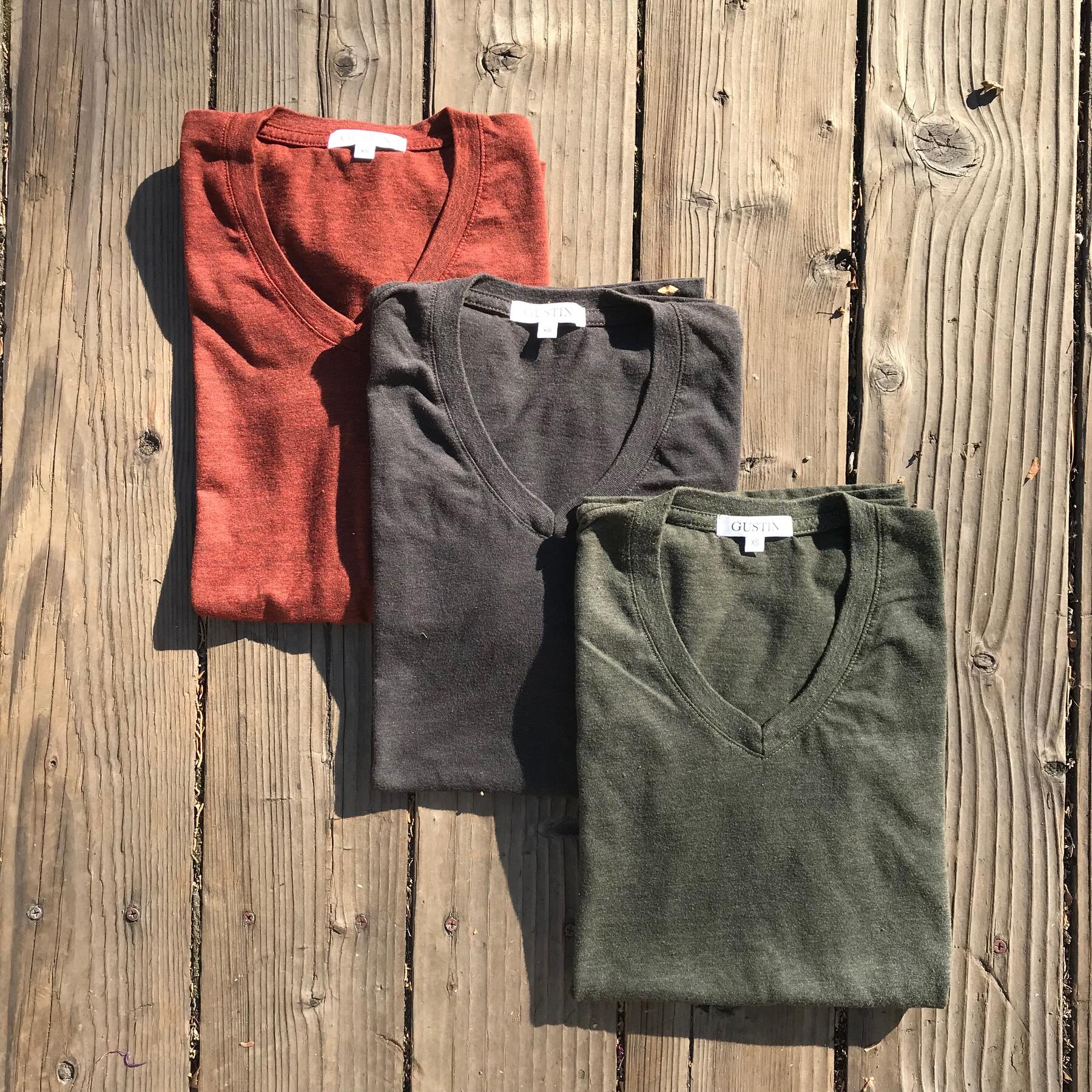 gustin usa heather v-neck 3pk (oxblood, gunmetal, pine)