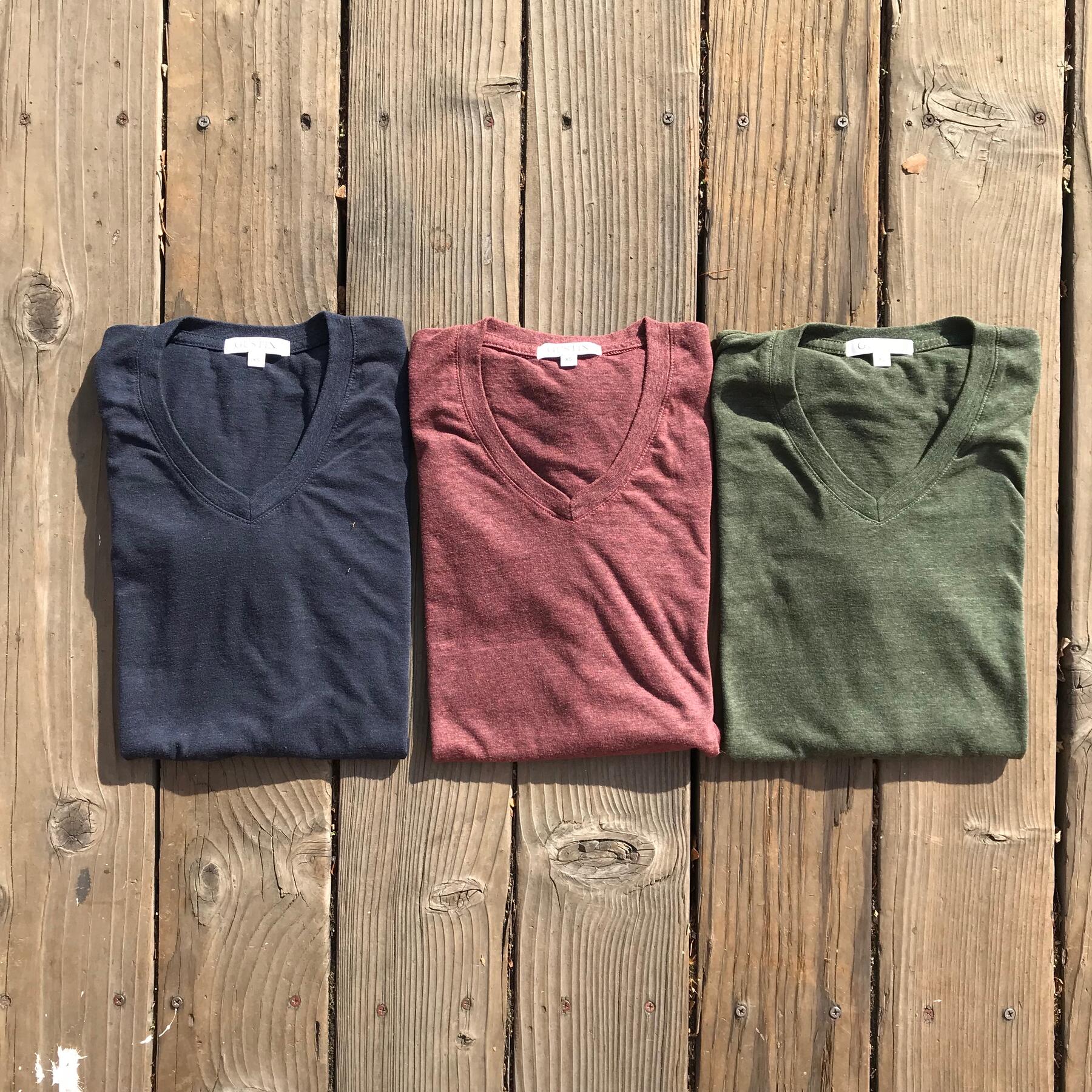 gustin usa v-neck 3pk (navy, plum, cypress)