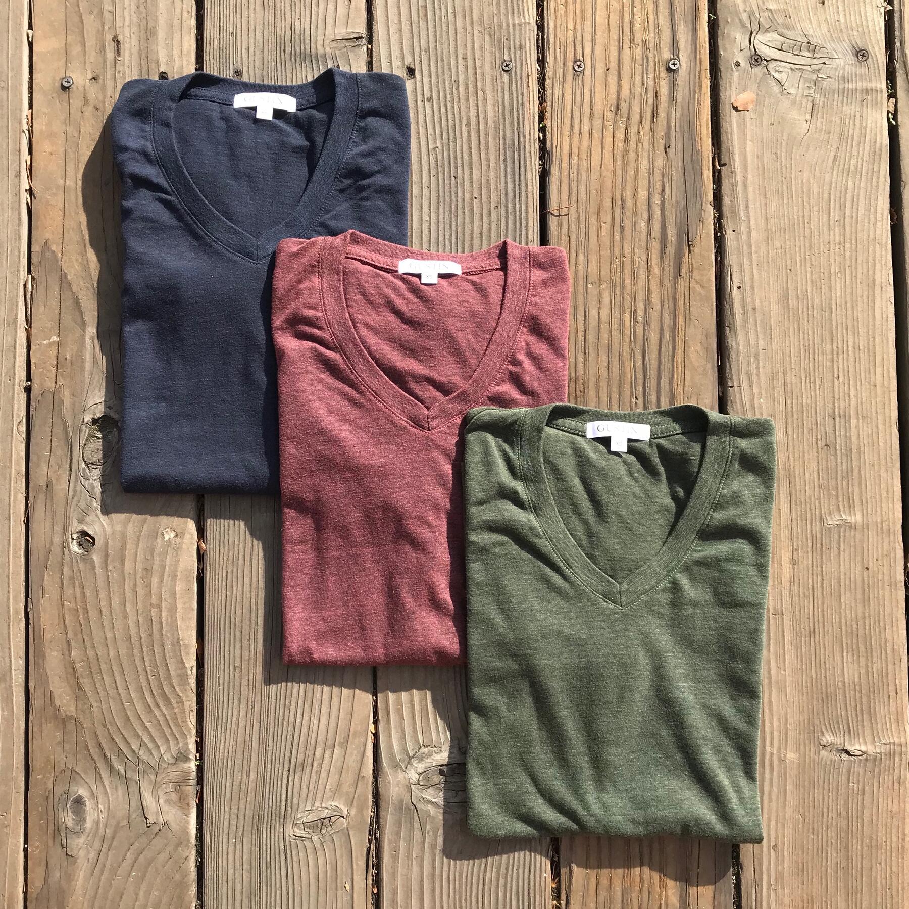 gustin usa v-neck 3pk (navy, plum, cypress)