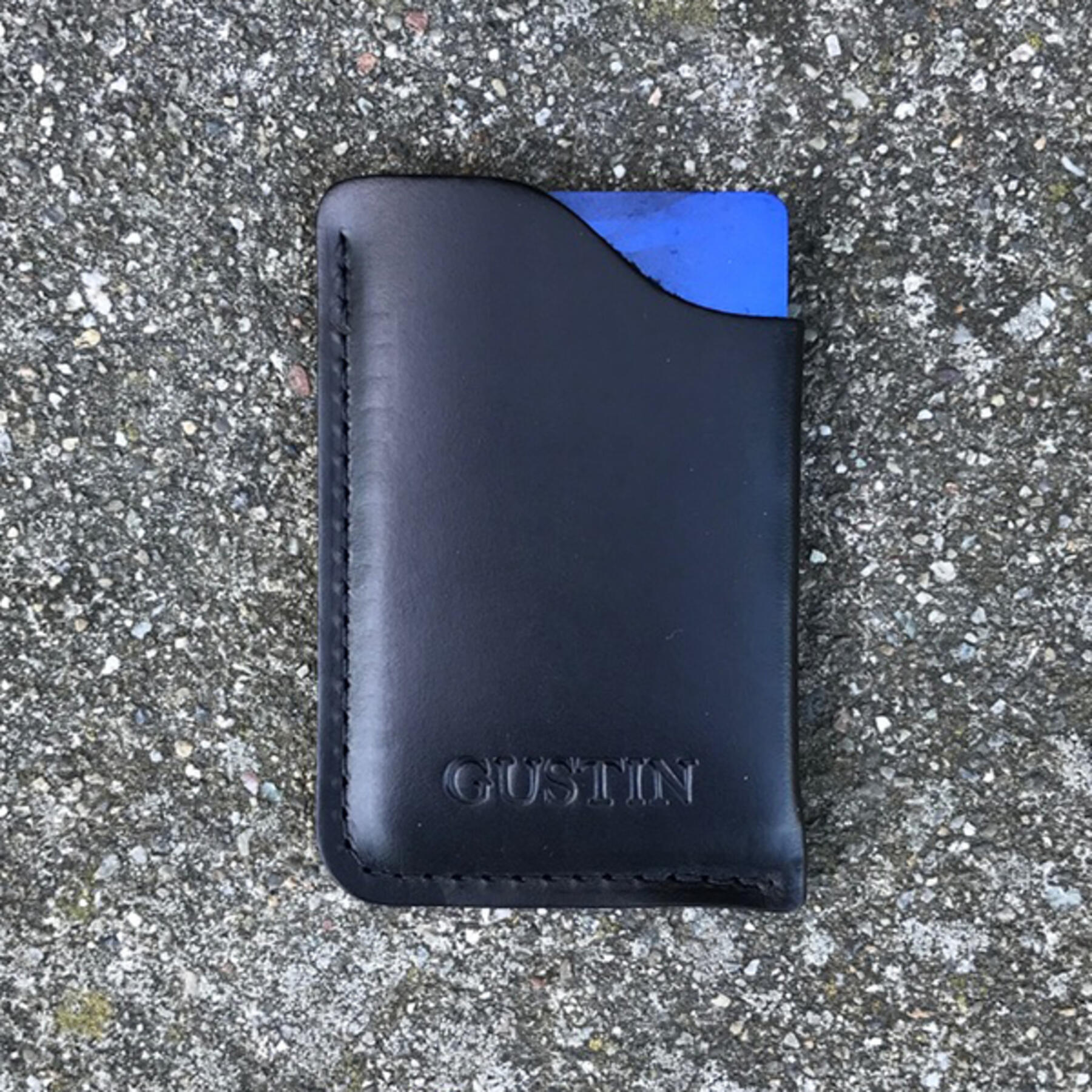 gustin corner wallet - horween black chromexcel