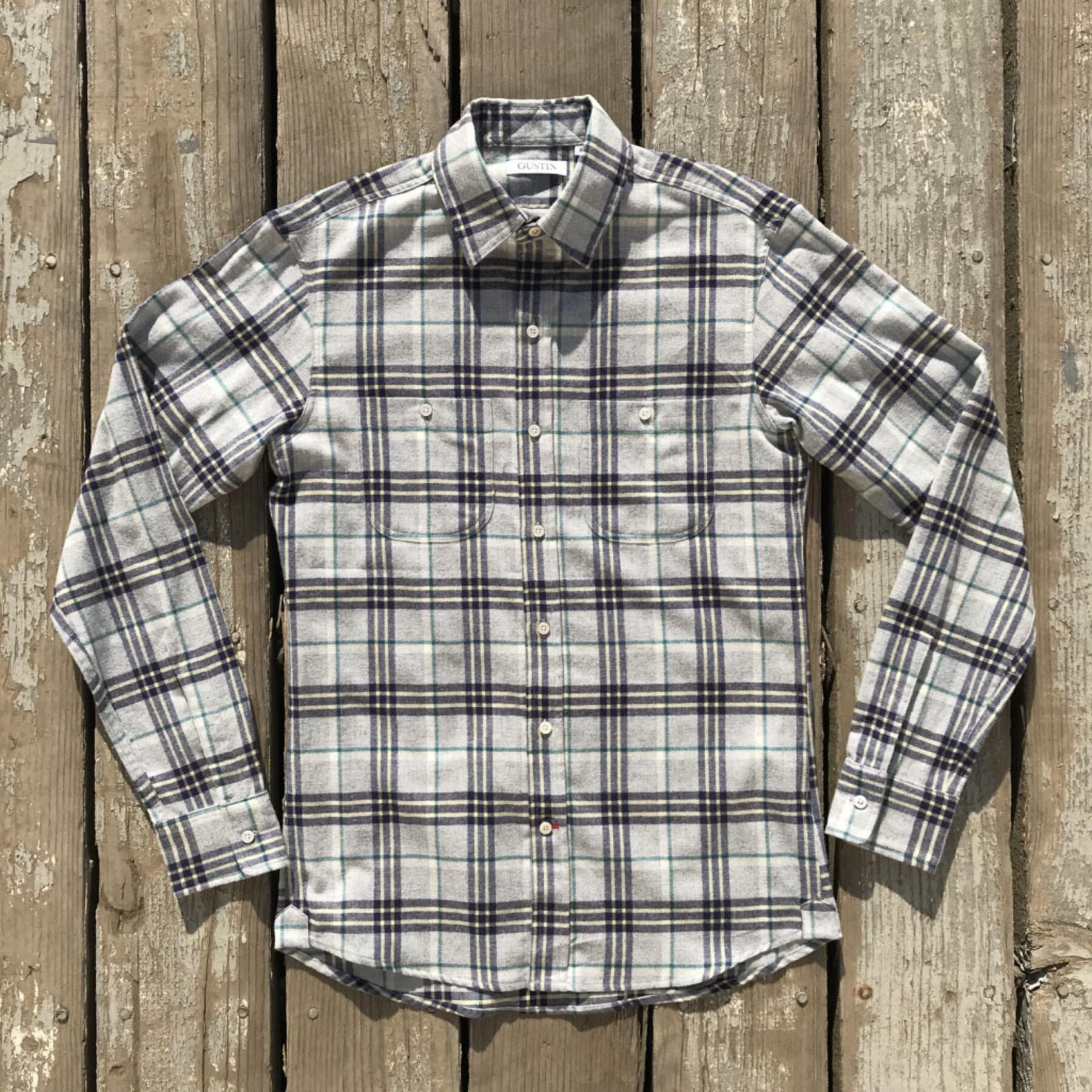 gustin #553 stone navy flannel