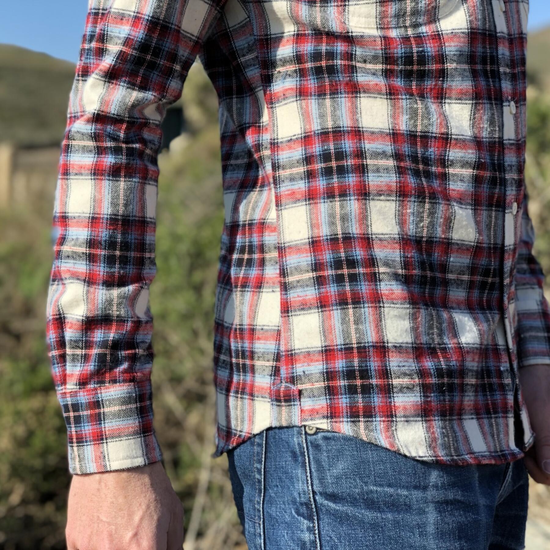 gustin #555 blue red brushed herringbone