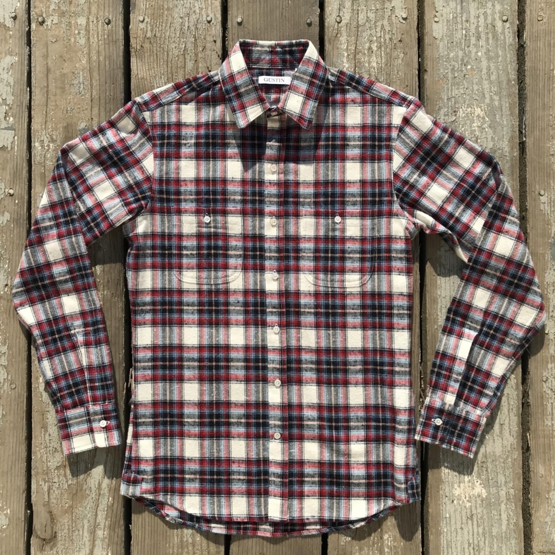 gustin #555 blue red brushed herringbone