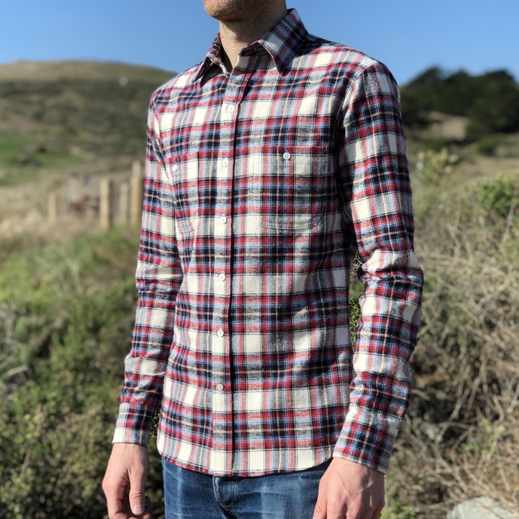 gustin #555 blue red brushed herringbone