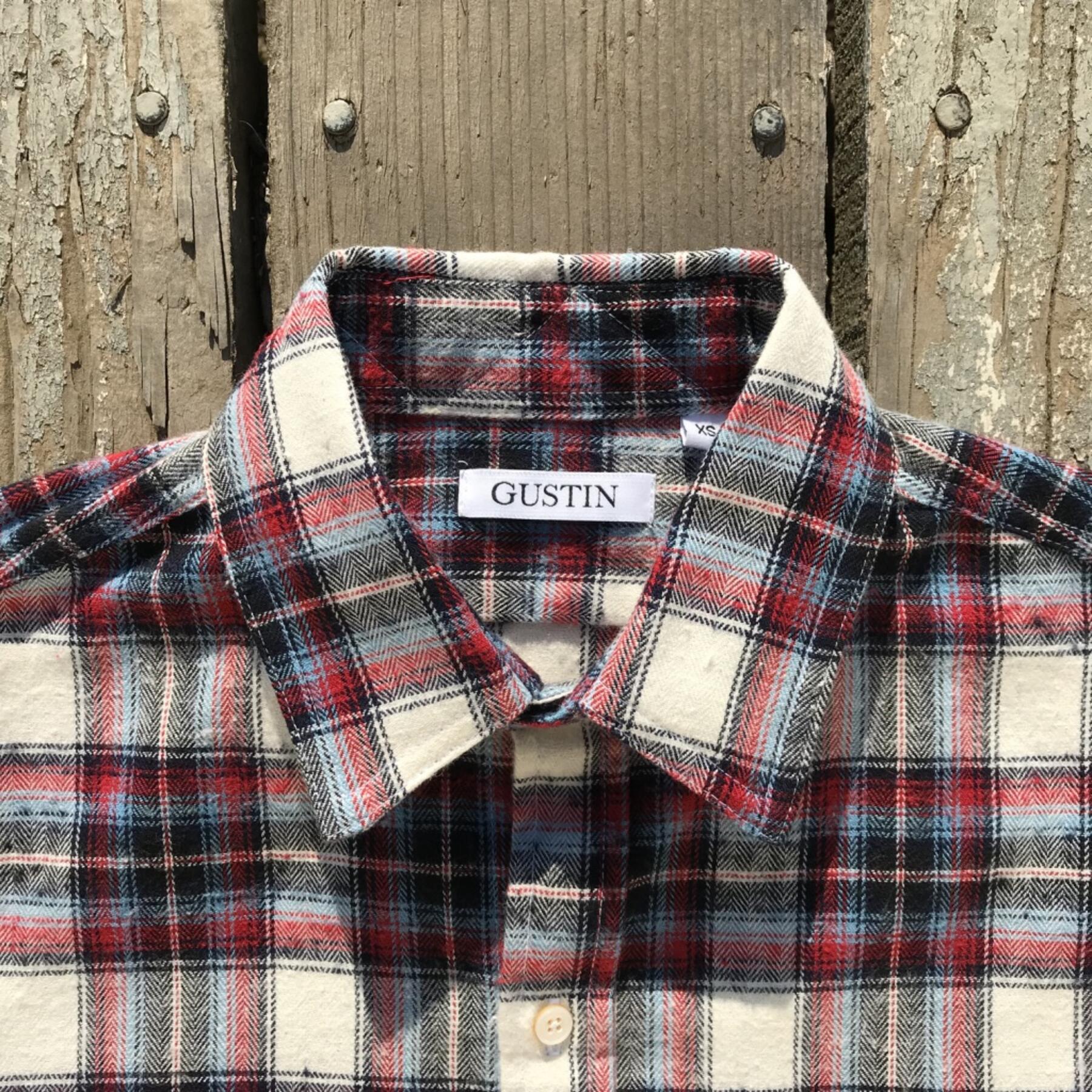 gustin #555 blue red brushed herringbone