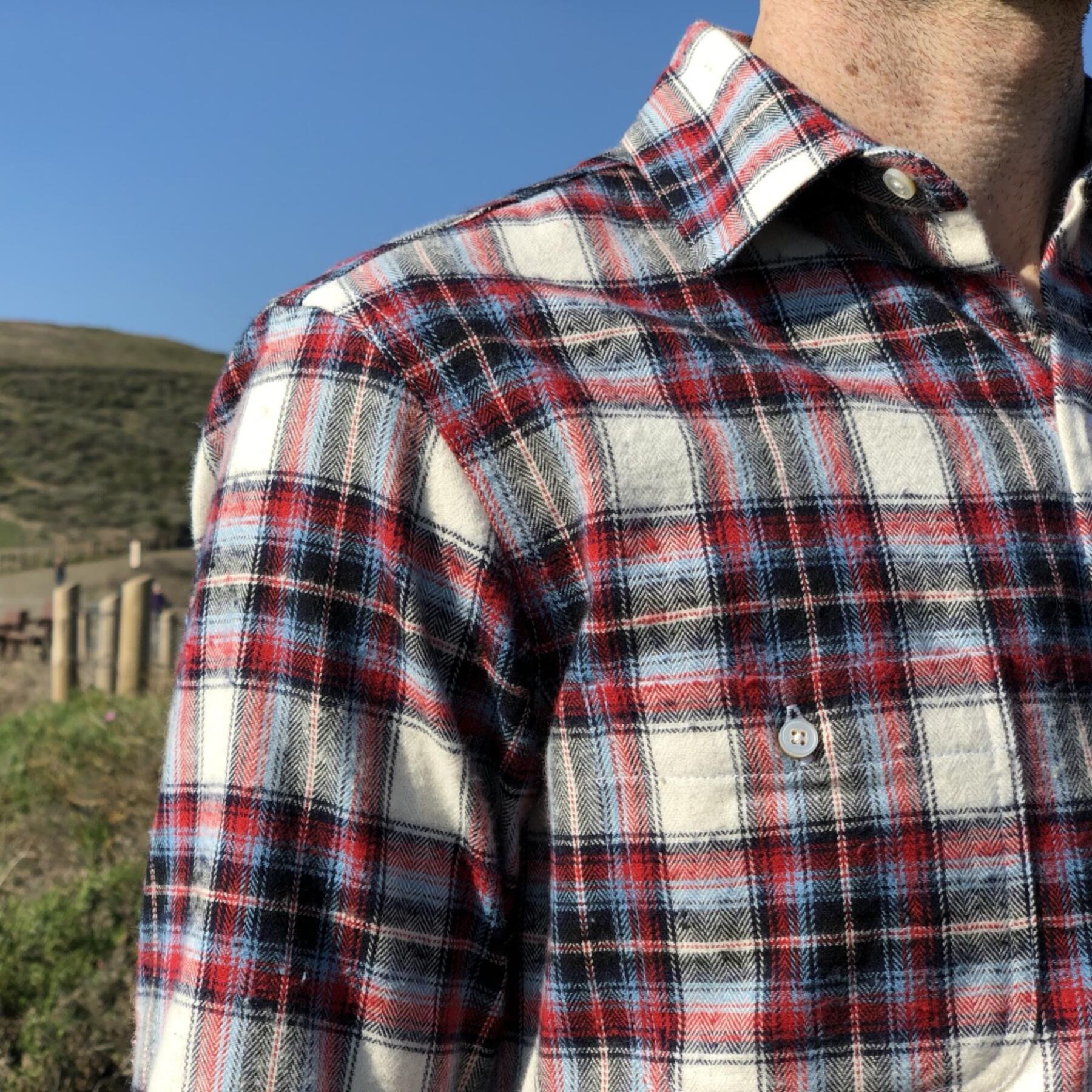 gustin #555 blue red brushed herringbone
