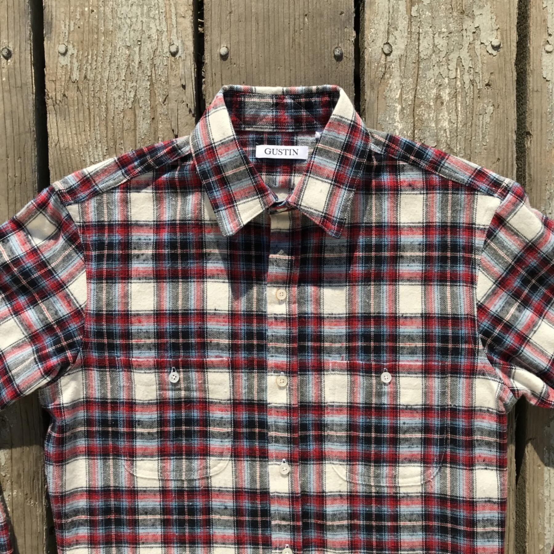 gustin #555 blue red brushed herringbone