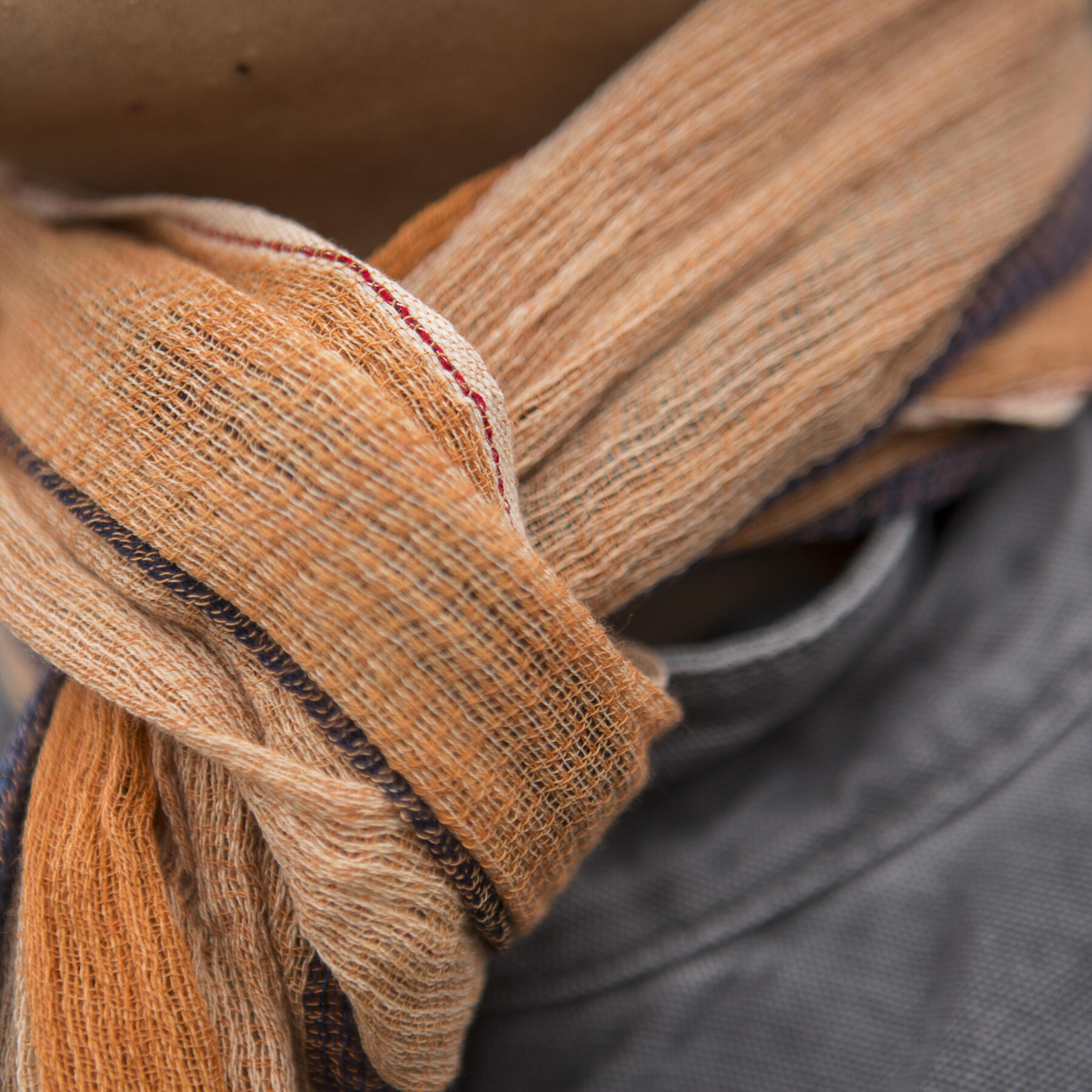 gustin japan persimmon x indigo hand dyed selvedge scarf