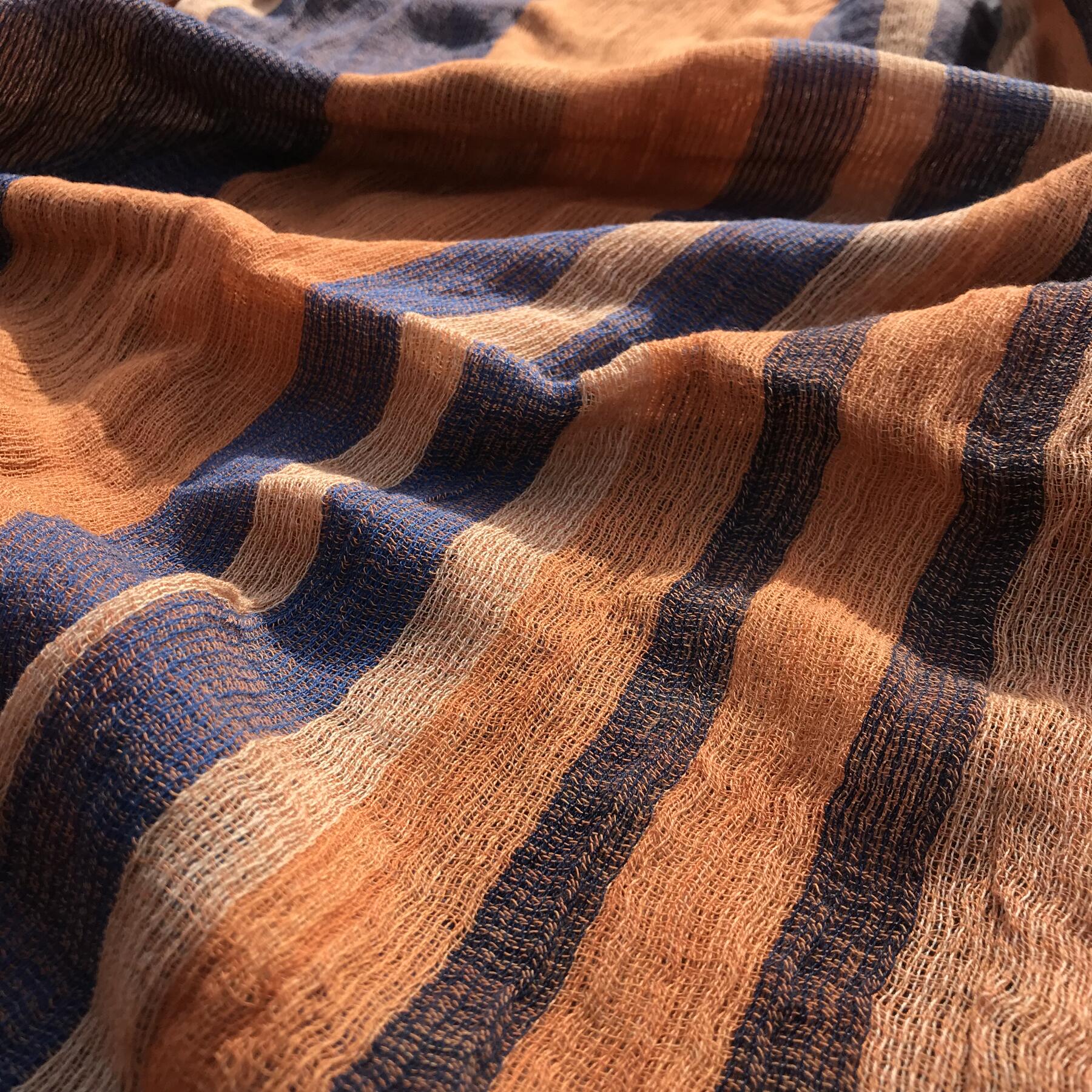 gustin japan persimmon x indigo hand dyed selvedge scarf