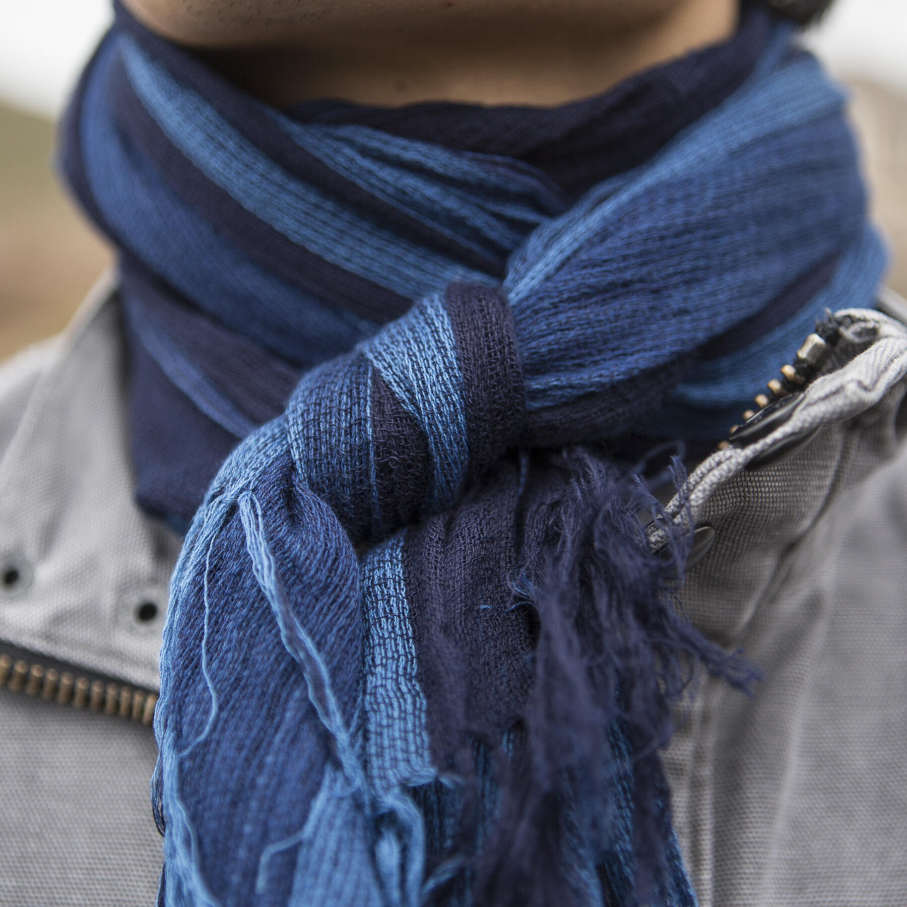 gustin japan indigo hand dyed selvedge scarf
