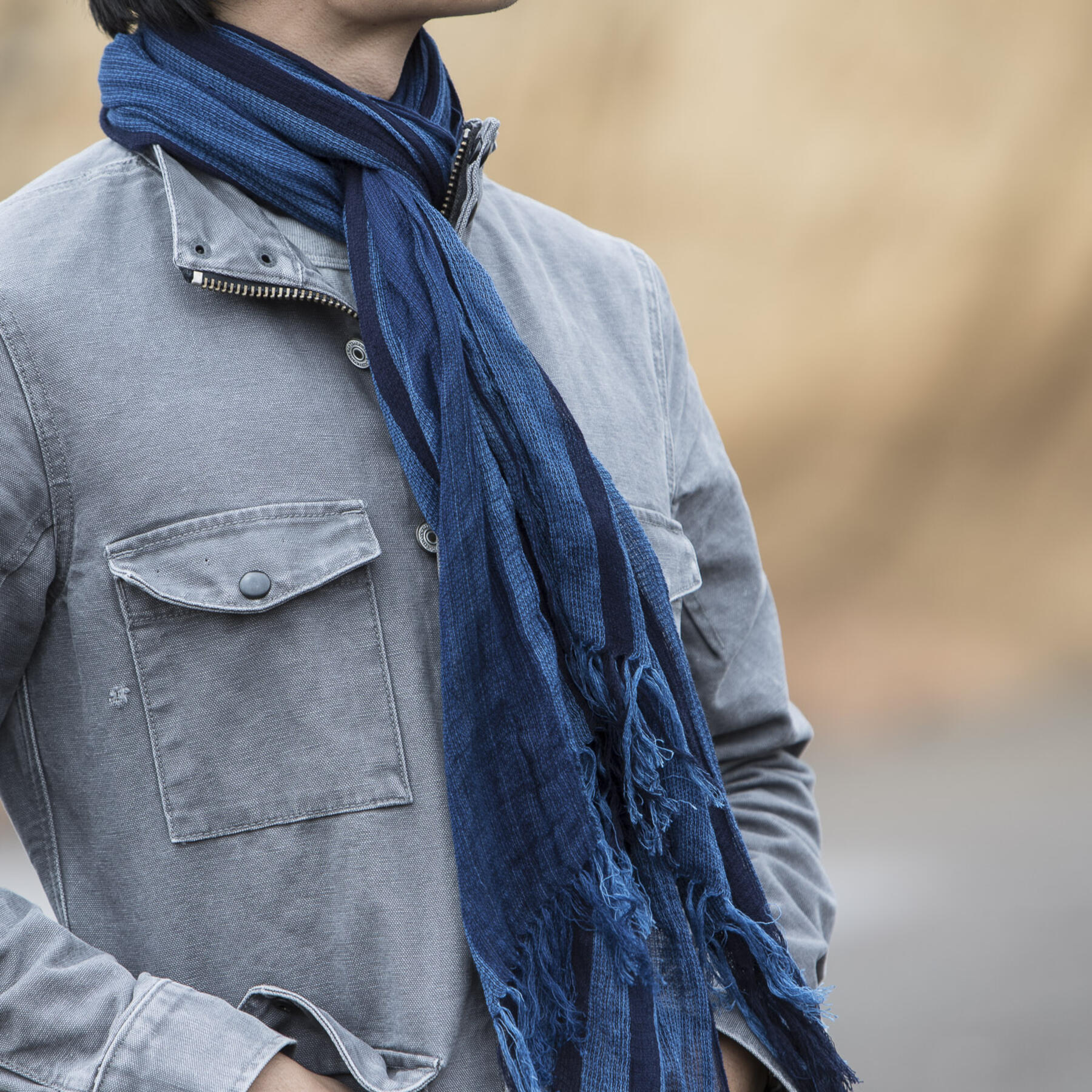 gustin japan indigo hand dyed selvedge scarf