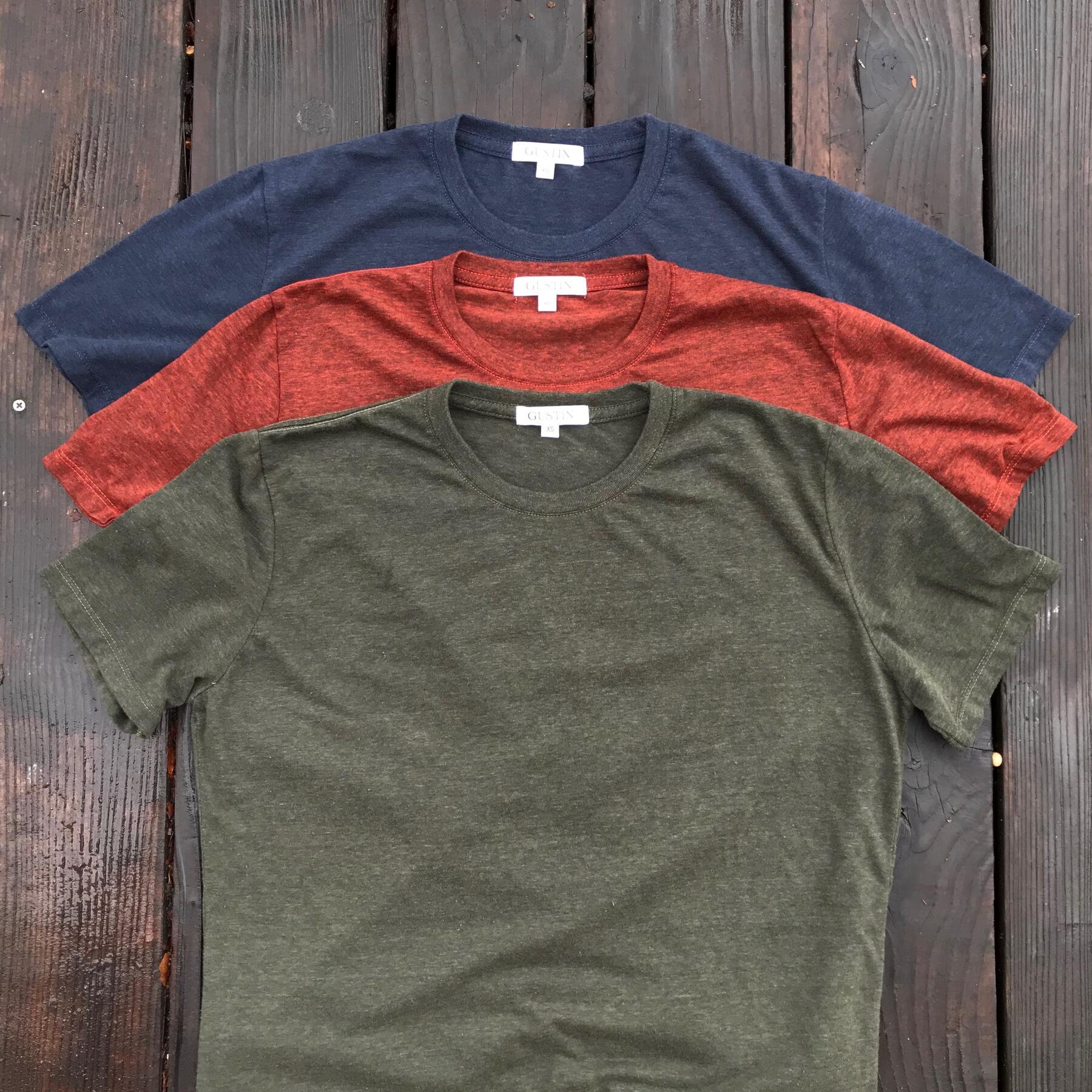 gustin usa heather t-shirt 3pk (pine, navy, oxblood)