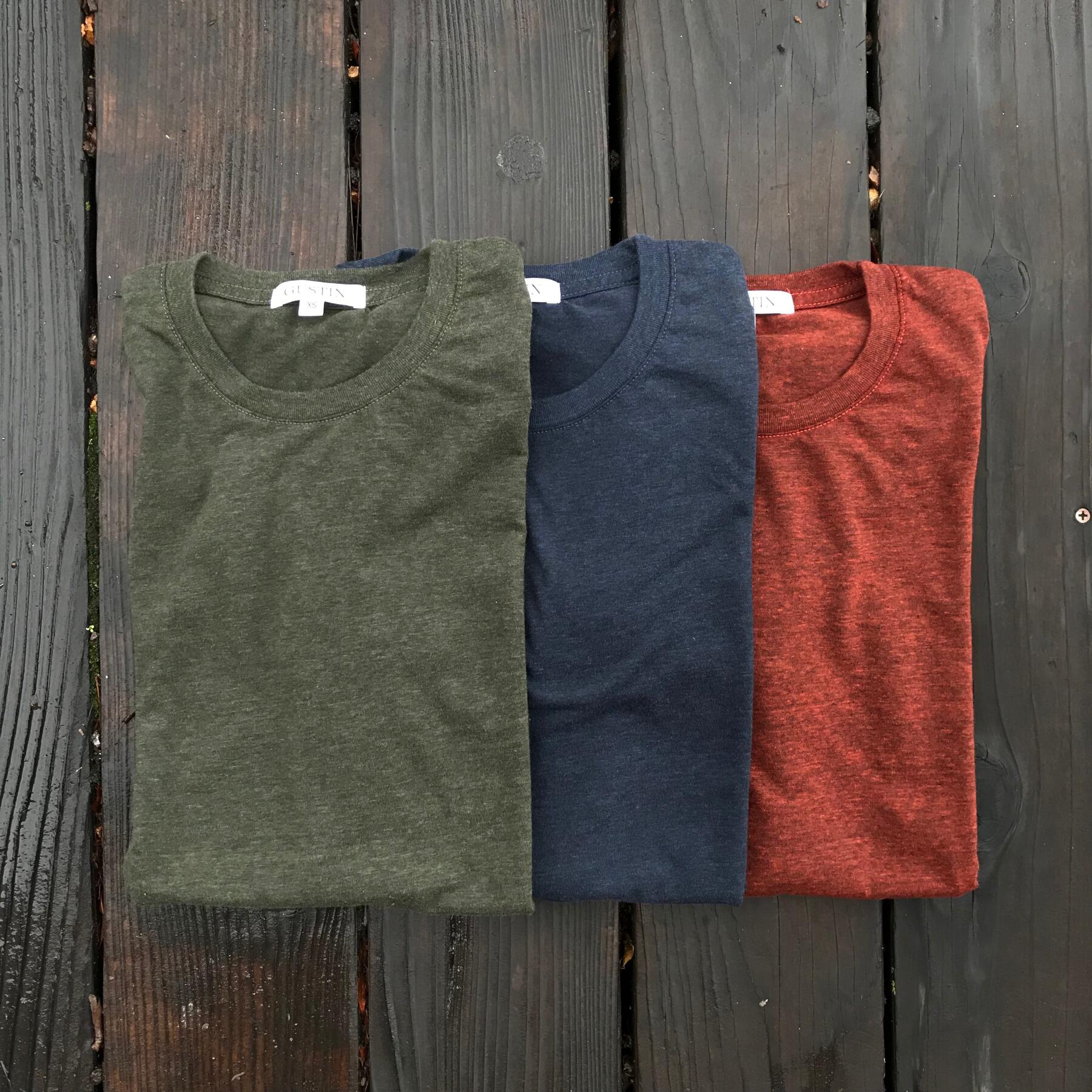 gustin usa heather t-shirt 3pk (pine, navy, oxblood)