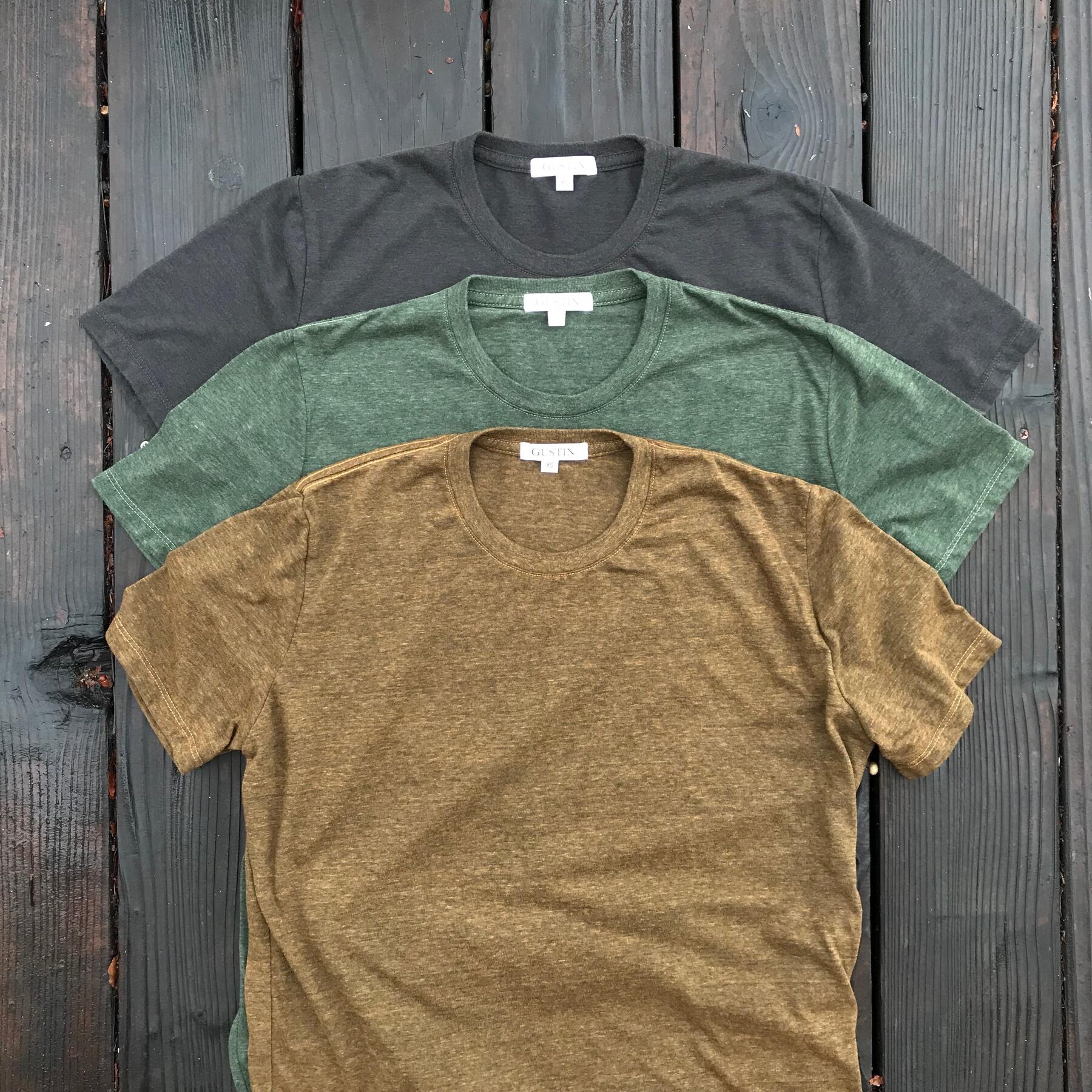 gustin usa heather t-shirt 3pk (camel, cypress, gunmetal)