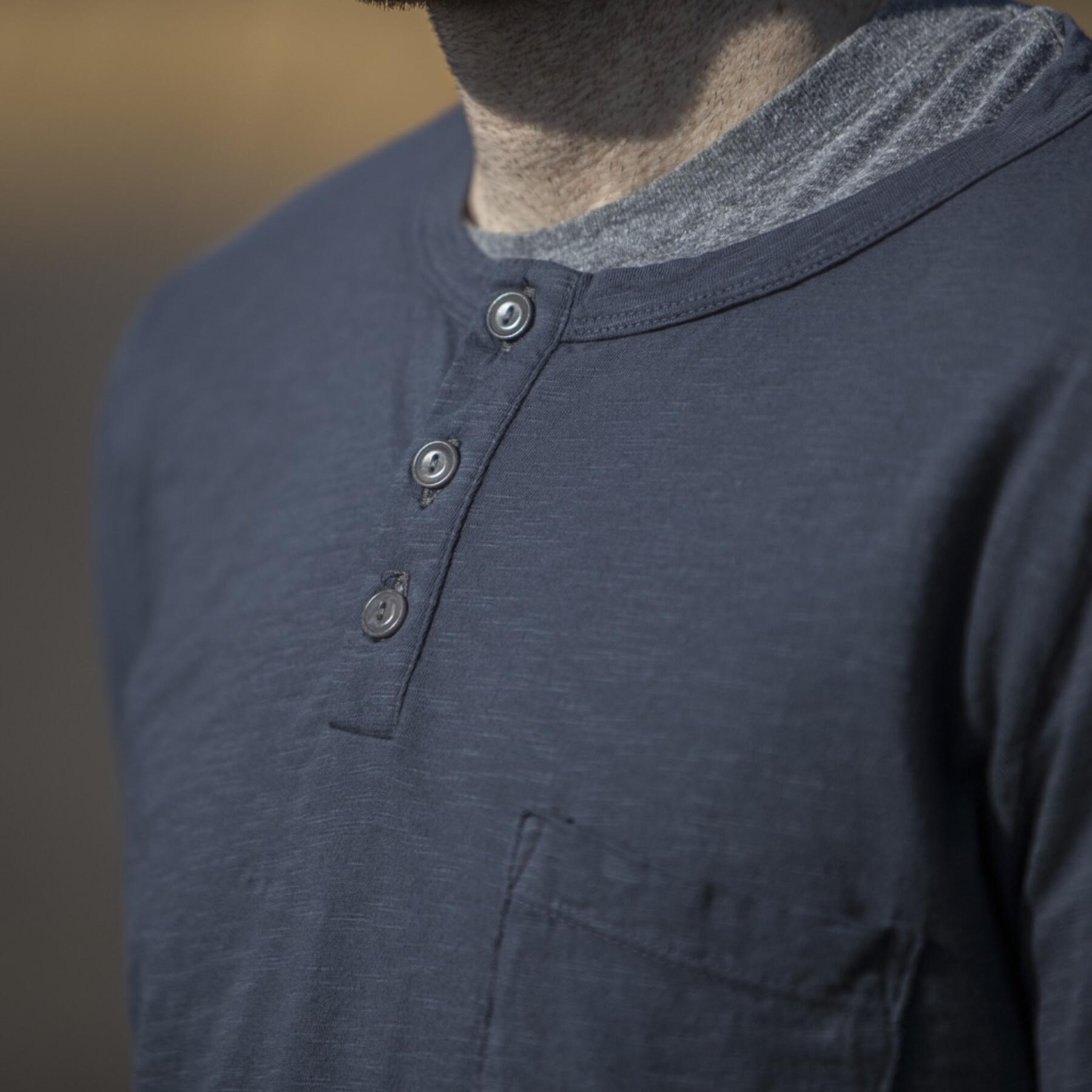 gustin slub pocket henley - charcoal