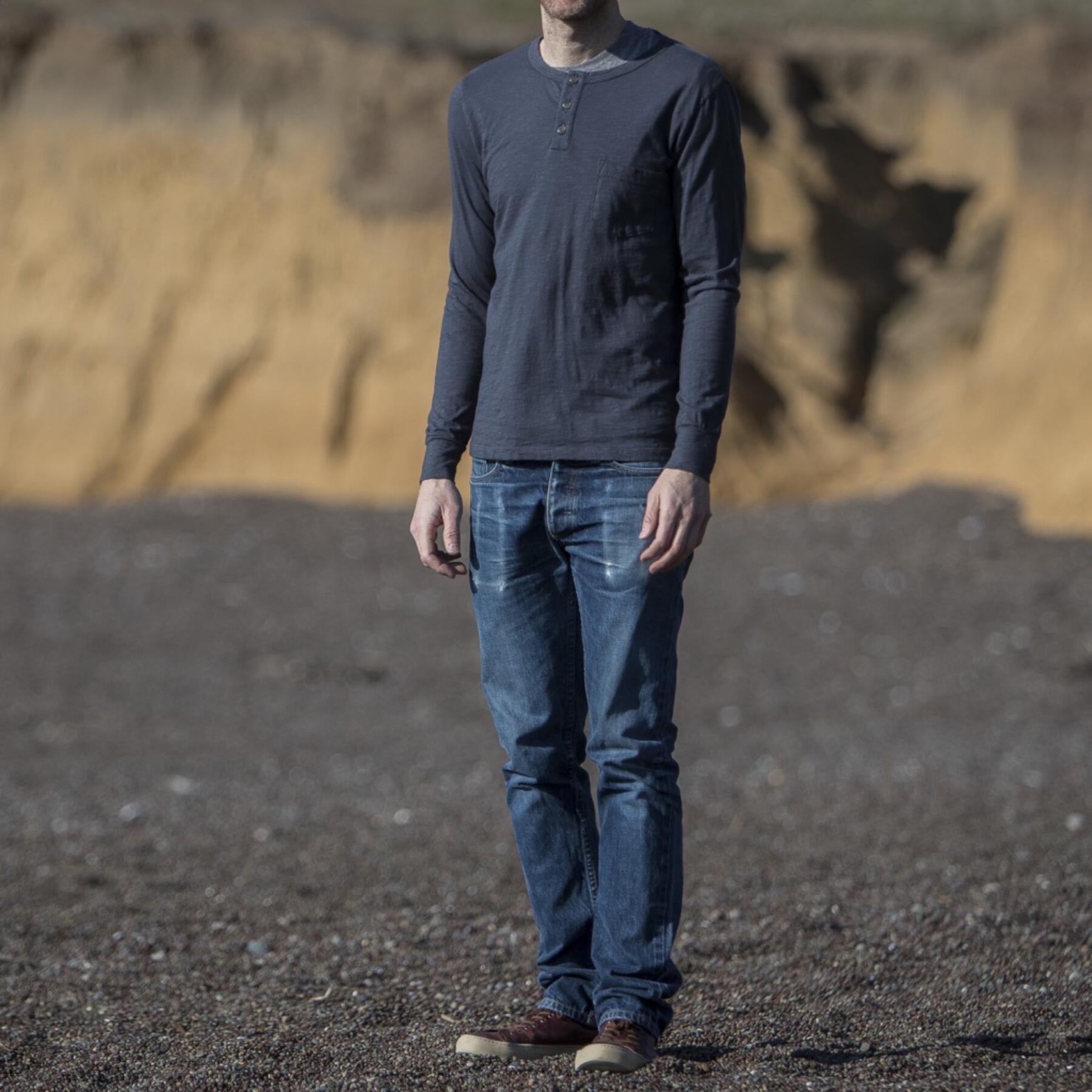 gustin slub pocket henley - charcoal