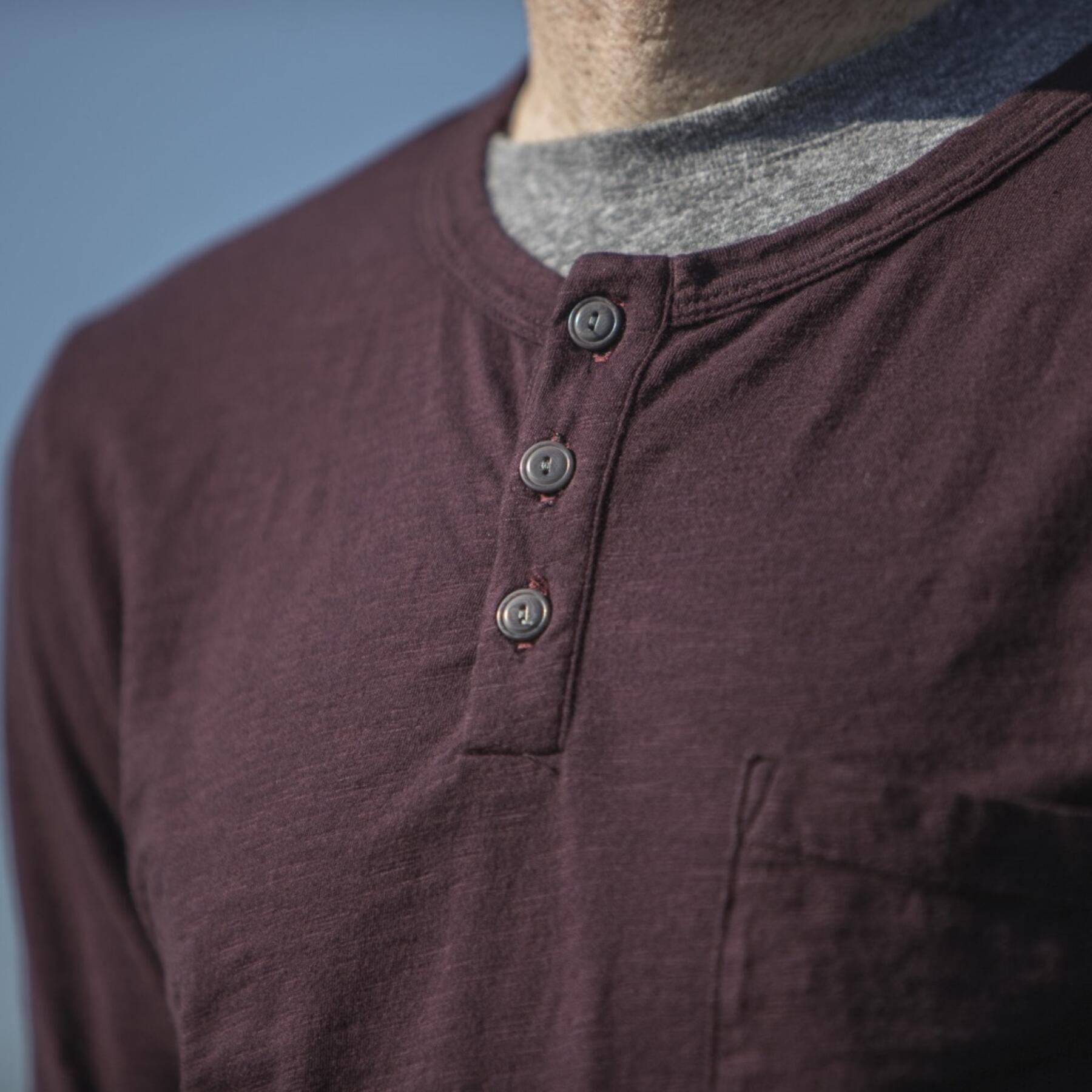 gustin slub pocket henley - oxblood