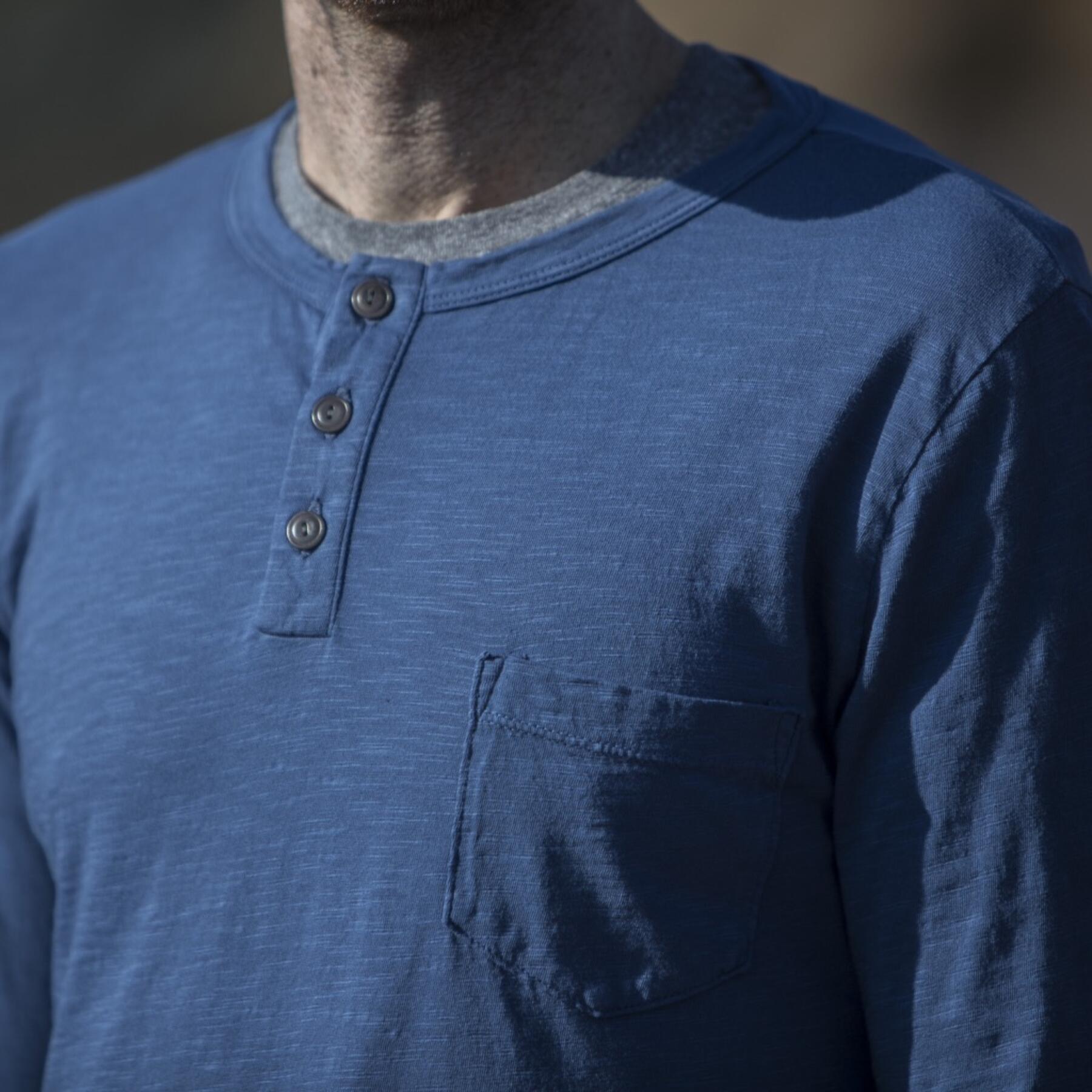 gustin slub pocket henley - aquamarine