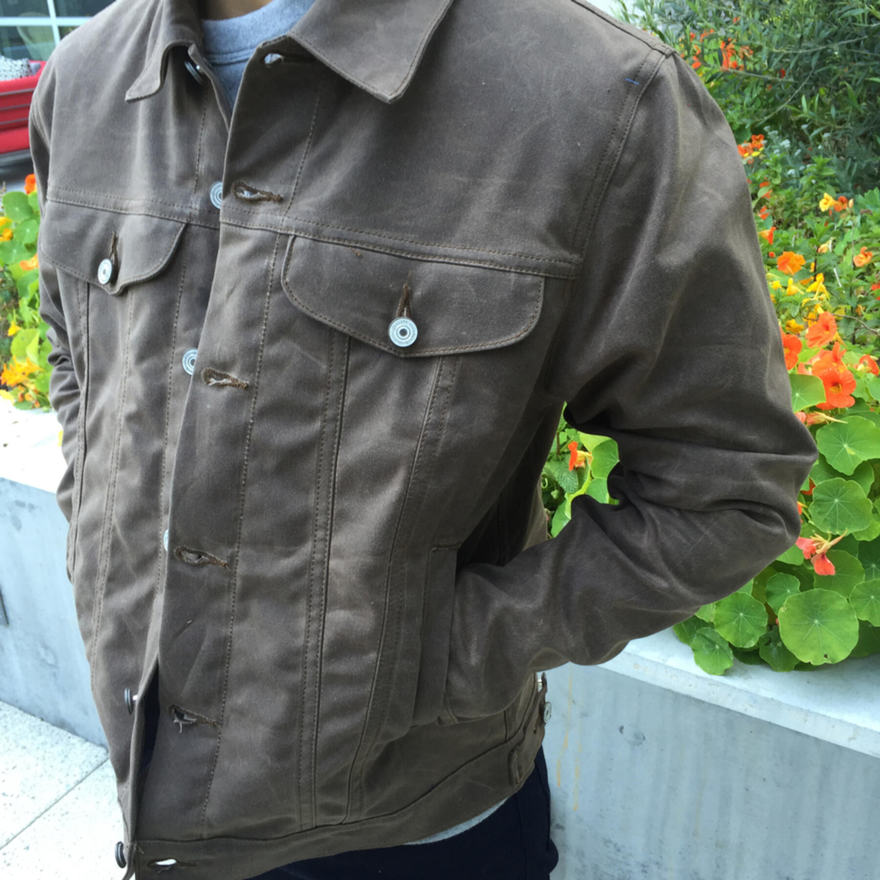 gustin dark oak flannel-lined trucker