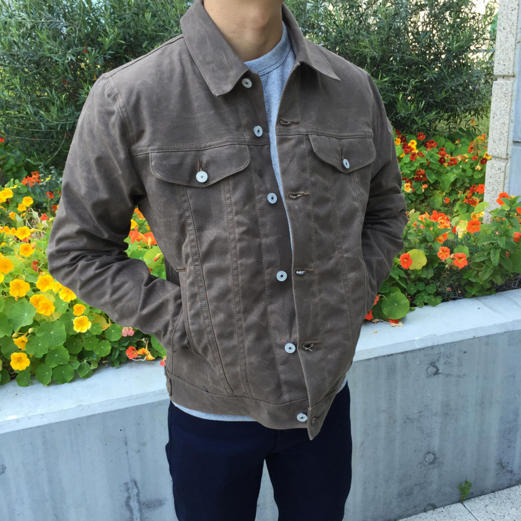 gustin dark oak flannel-lined trucker