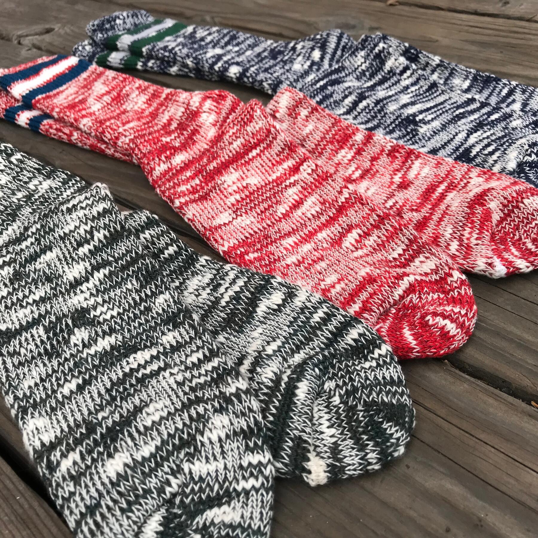 gustin japan slub varsity sock 3pk (hunter, crimson, navy)