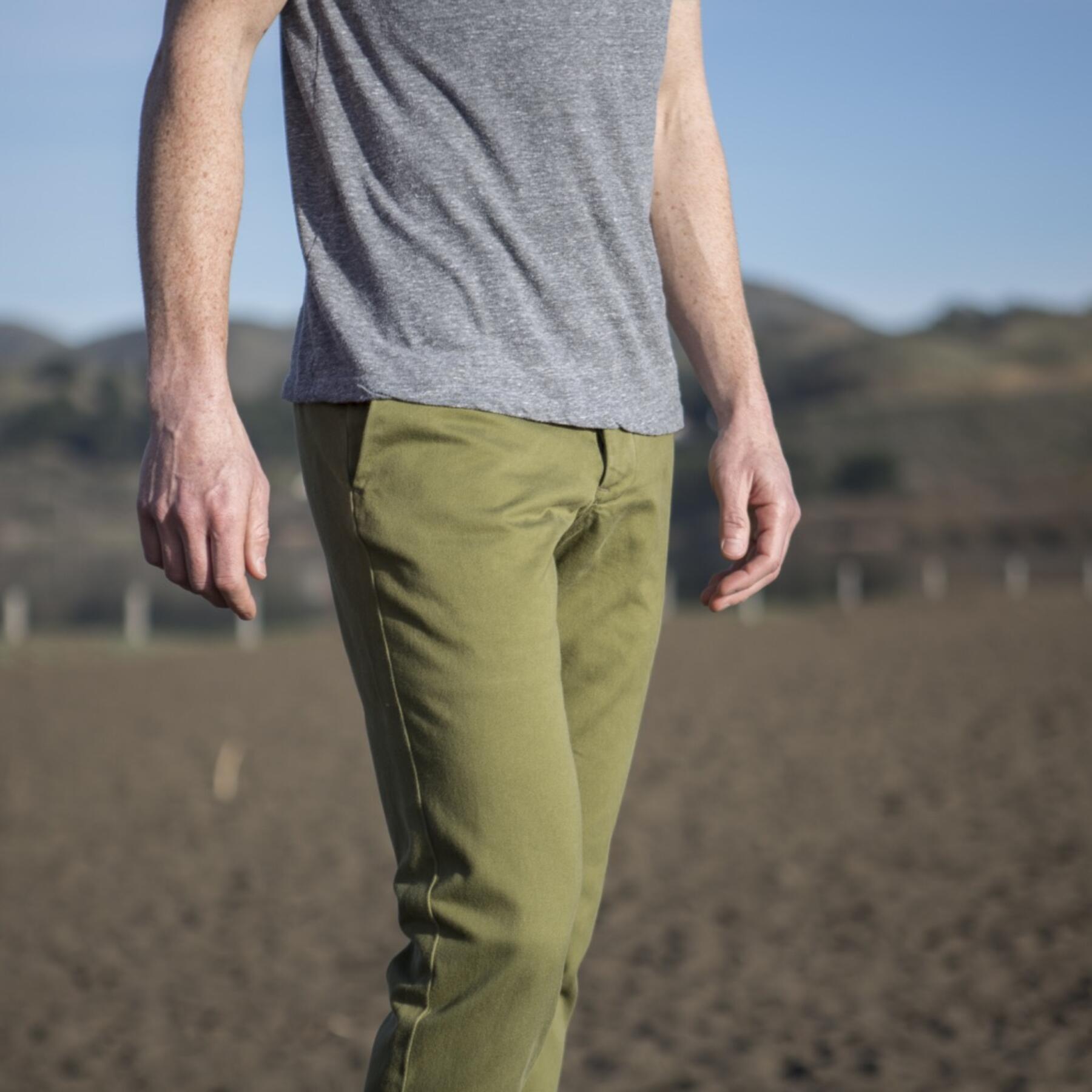 gustin #160 olive wool blend chinos