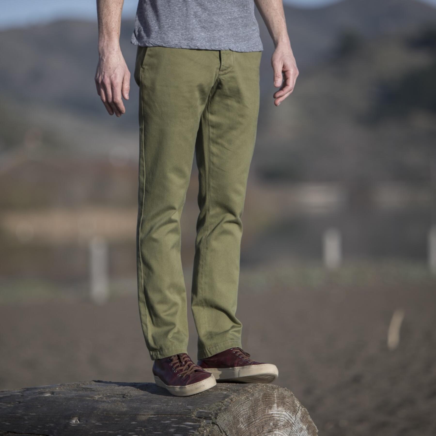 gustin #160 olive wool blend chinos