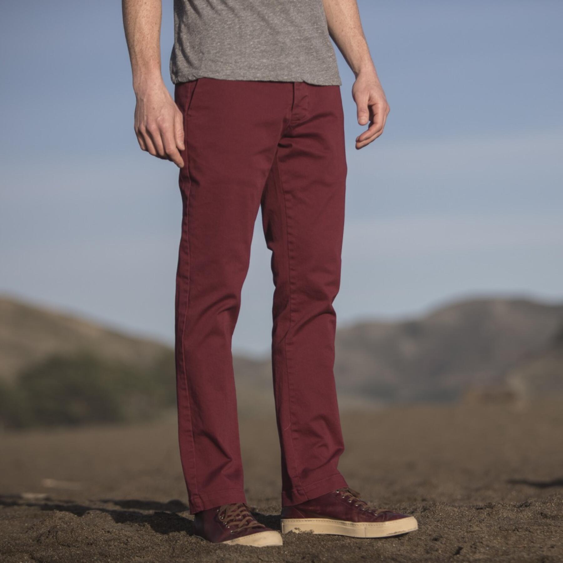 gustin #161 deep red stretch chinos