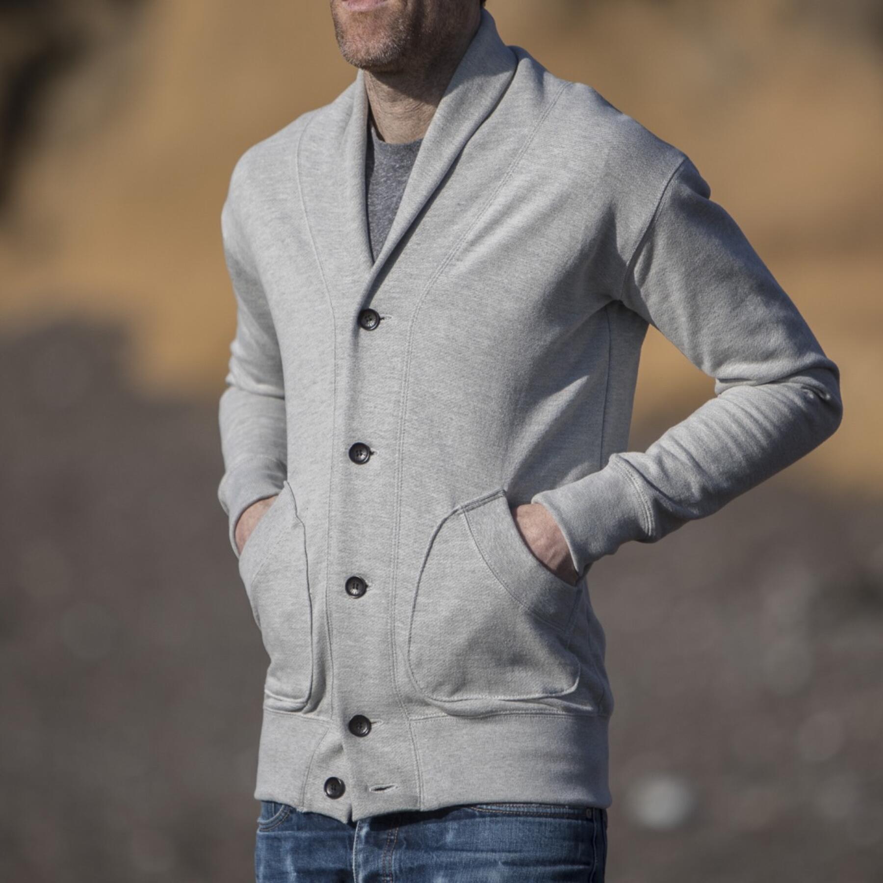 gustin french terry shawl collar sweatshirt - heather grey