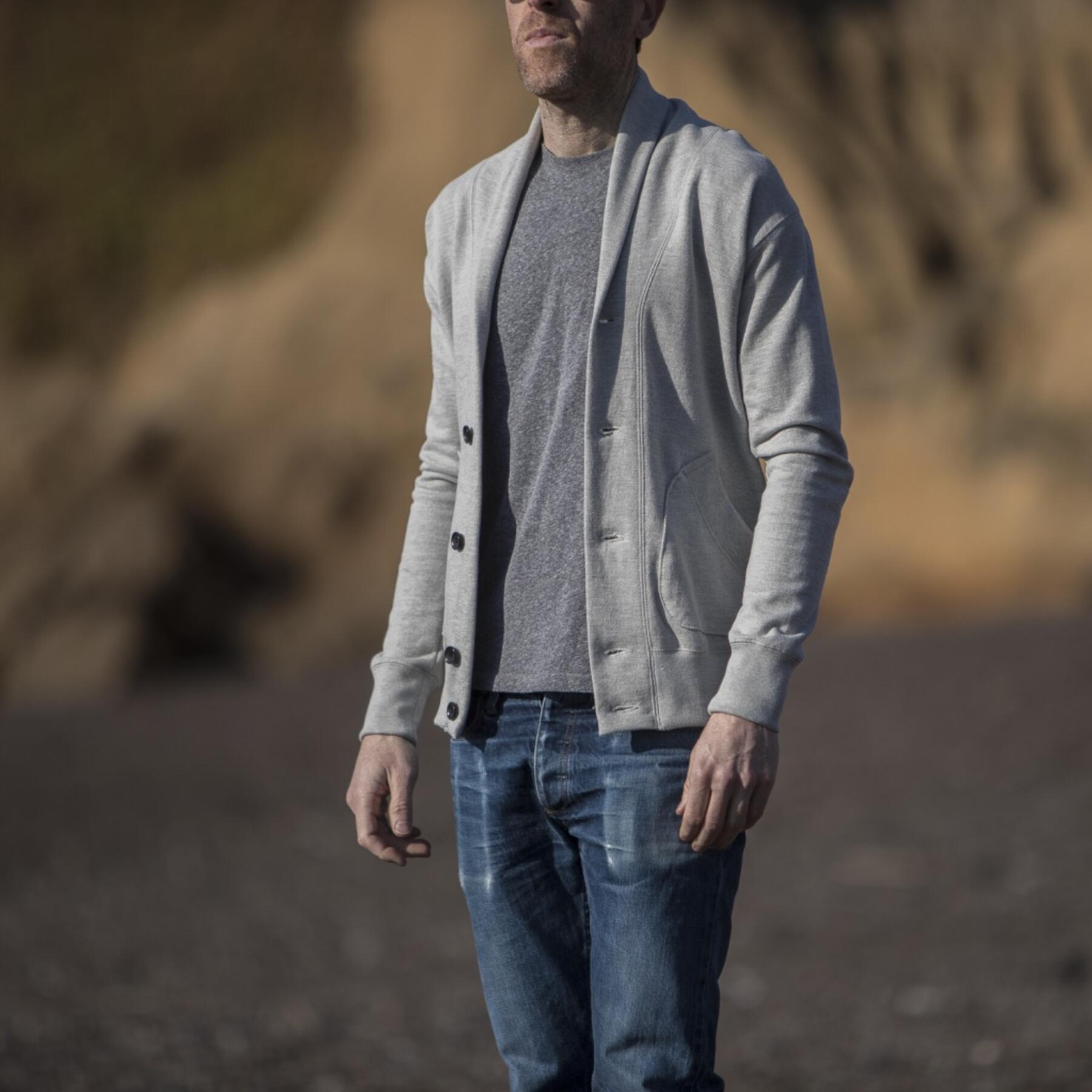 gustin french terry shawl collar sweatshirt - heather grey