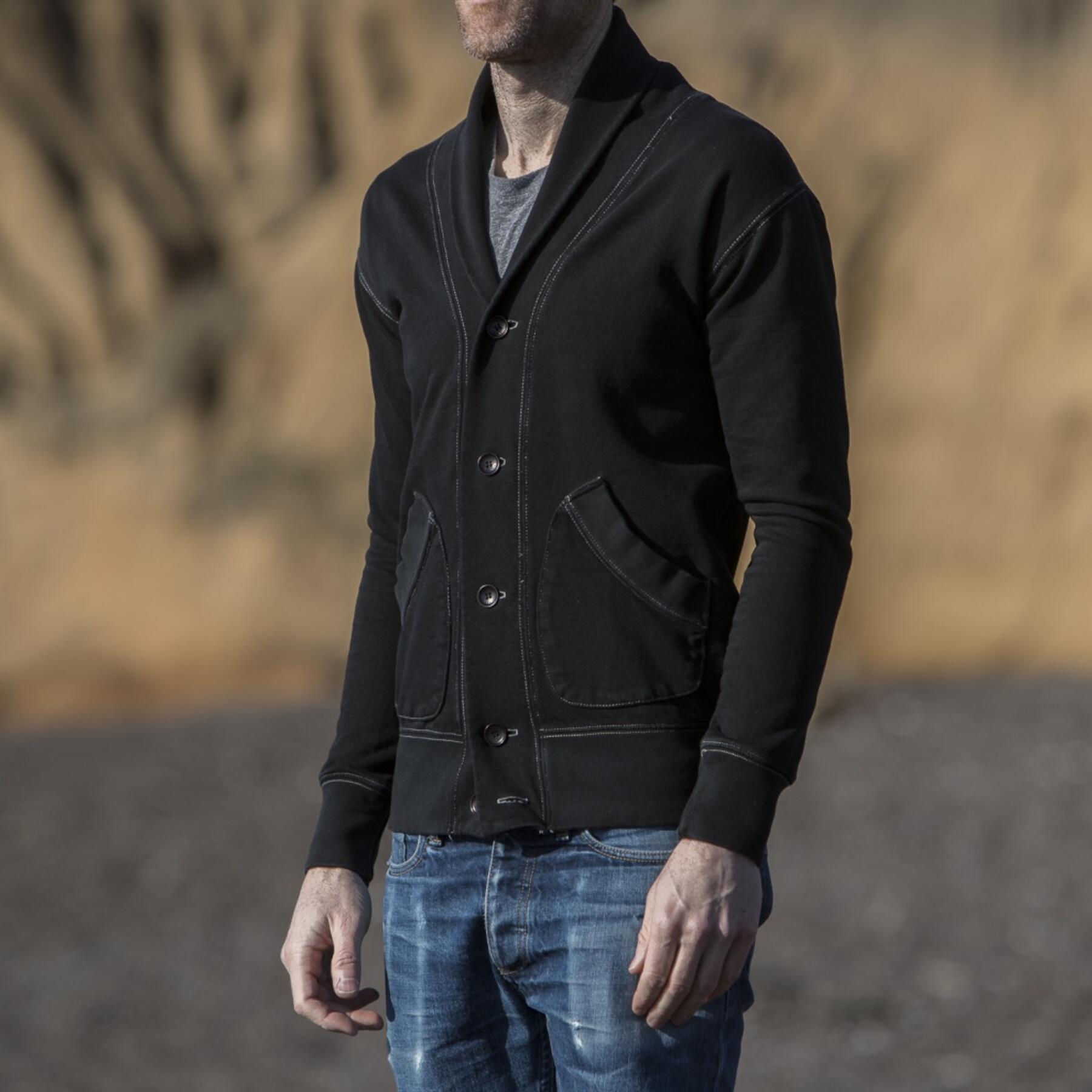gustin french terry shawl collar sweatshirt - black