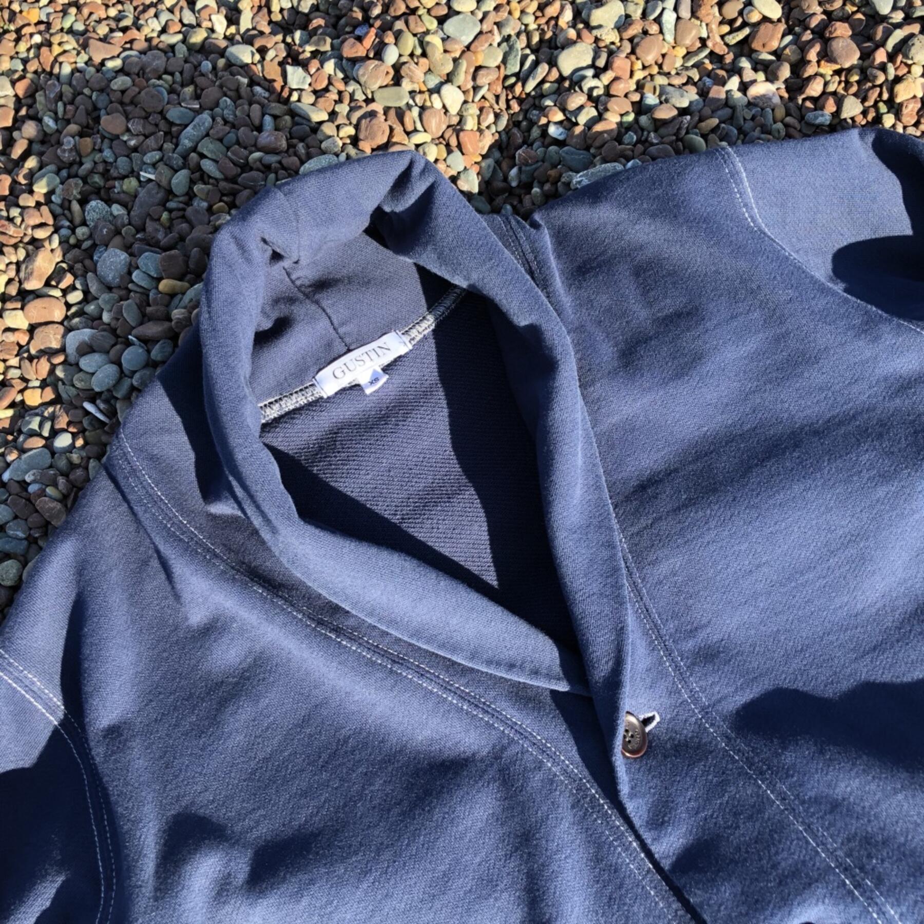 gustin french terry shawl collar sweatshirt - navy